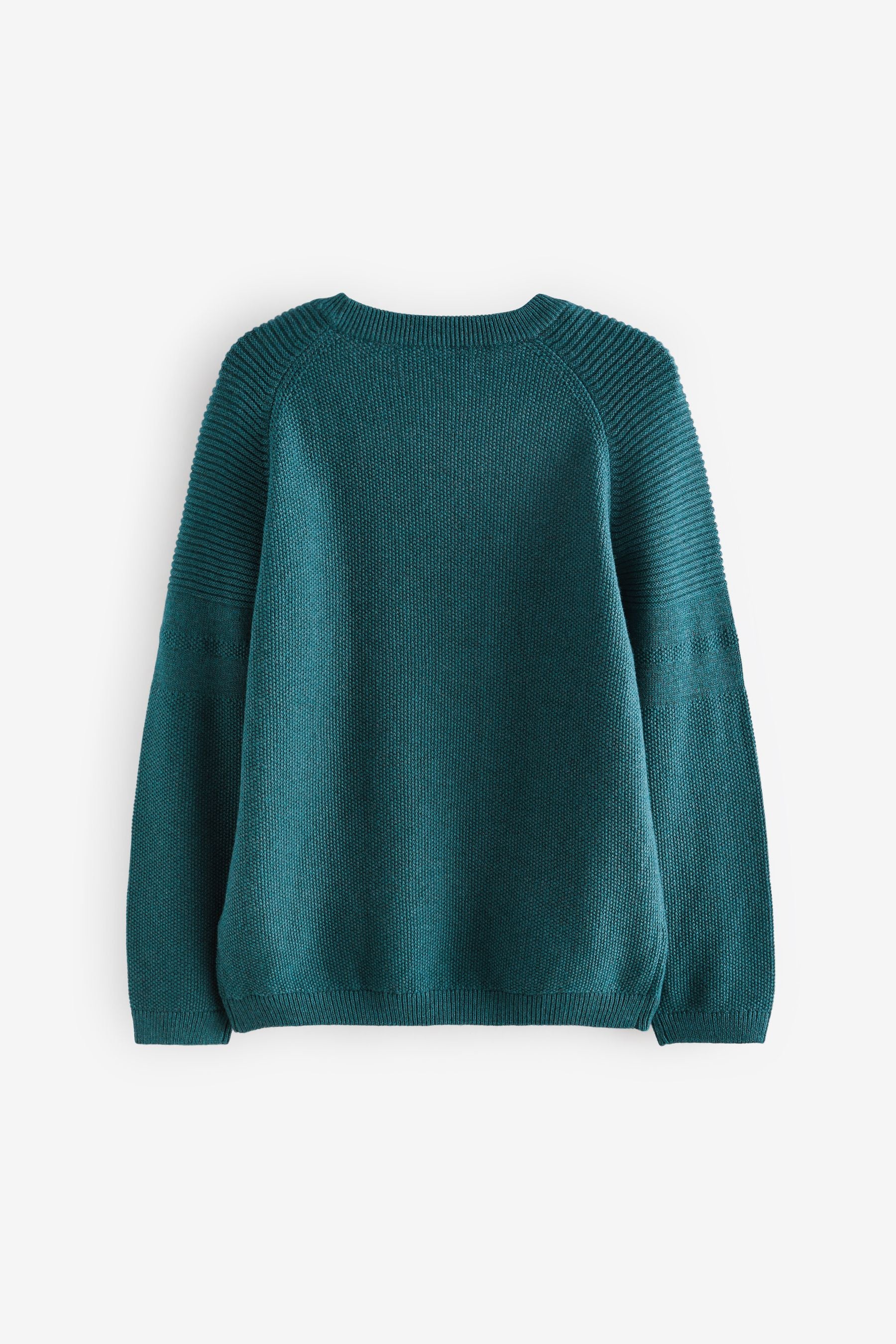 Teal Blue With Stag Textured Crew Jumper (3-16yrs)