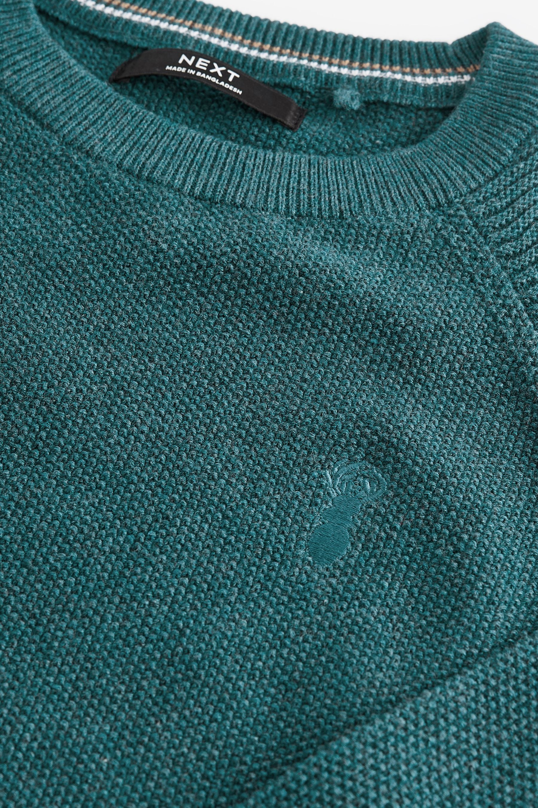 Teal Blue With Stag Textured Crew Jumper (3-16yrs)