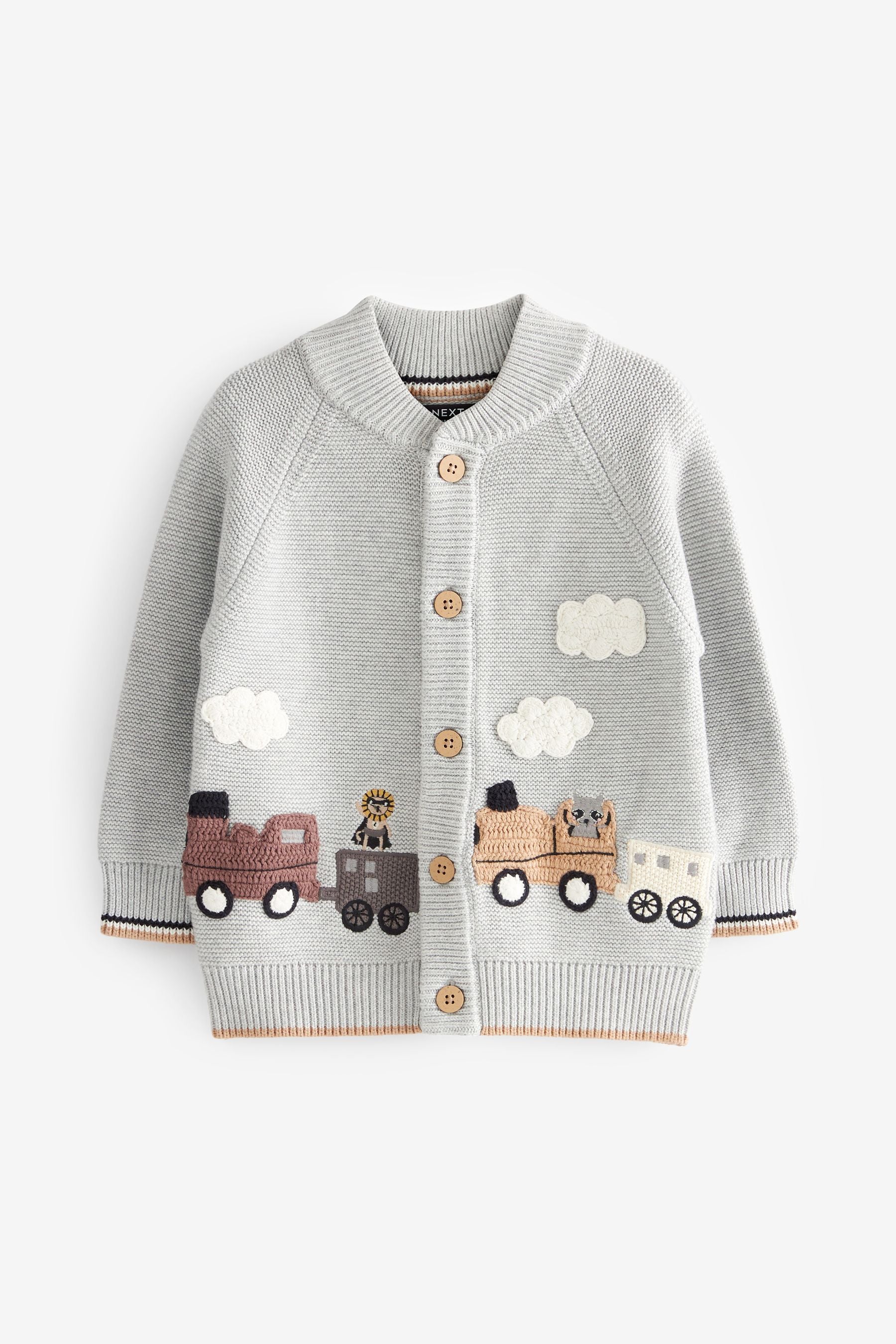 Grey Button Through Train Character Cardigan (3mths-7yrs)