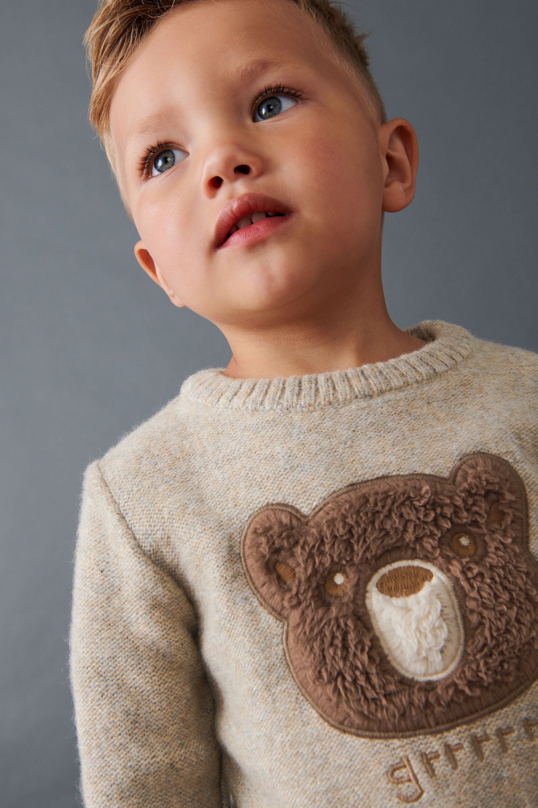 Neutral Bear Knitted Crew (3mths-7yrs)