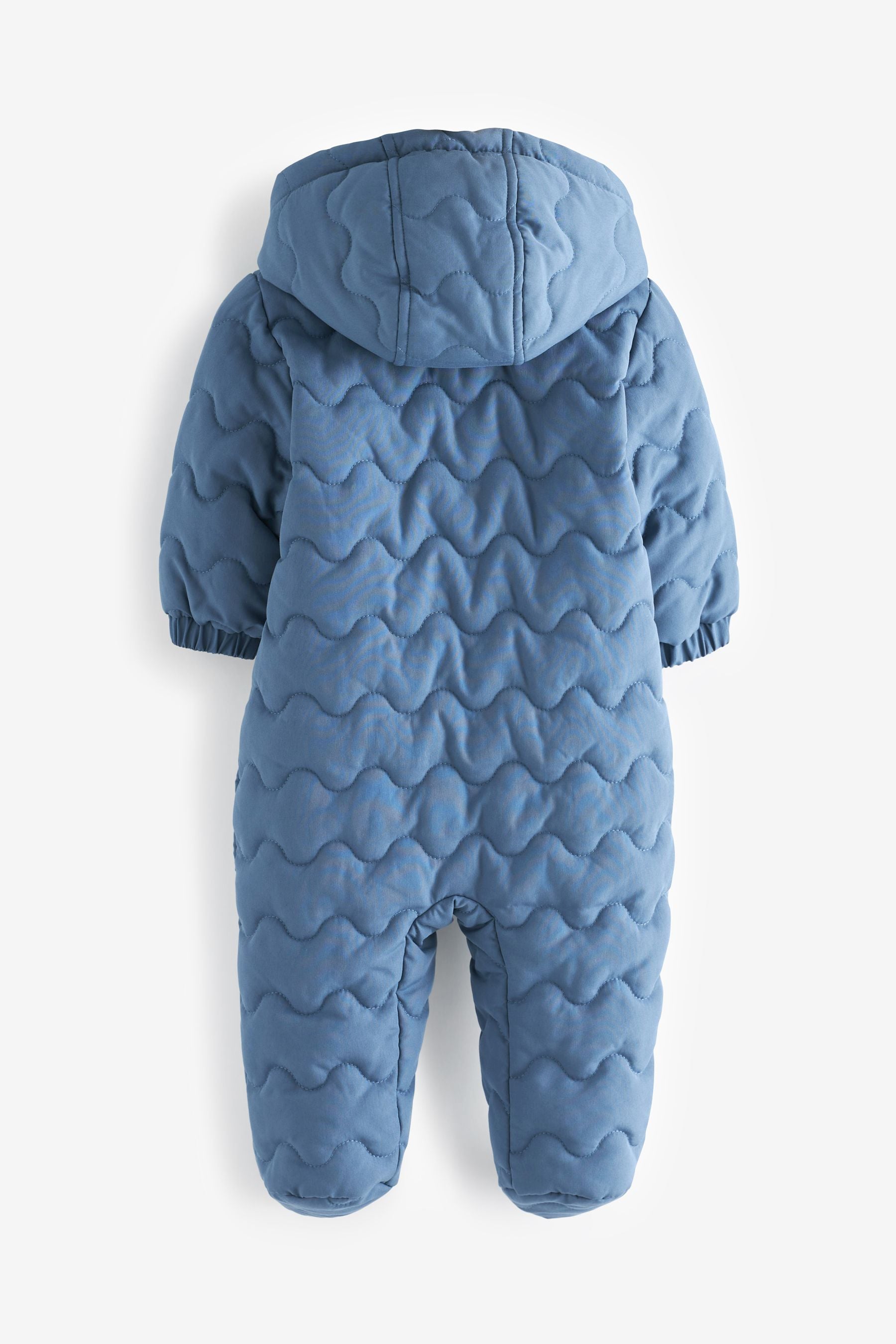 Navy Blue Quilted Fleece Lined Baby All-In-One Pramsuit (0-18mths)