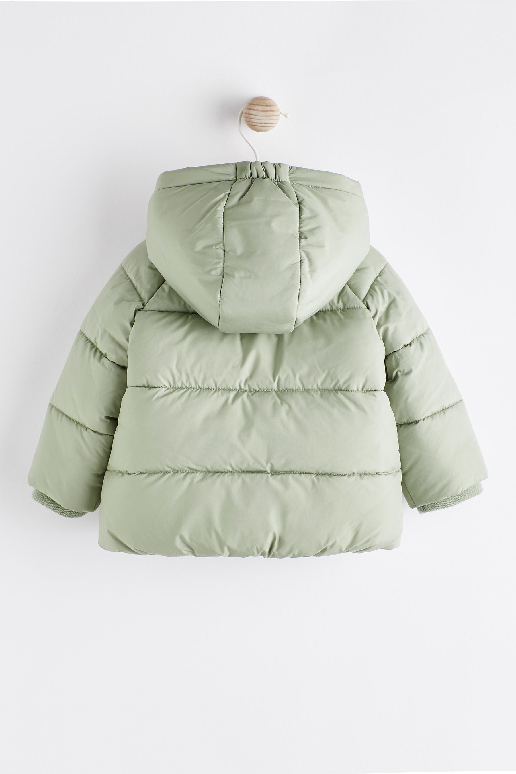 Sage Green Hooded Baby Puffer Jacket (0mths-2yrs)