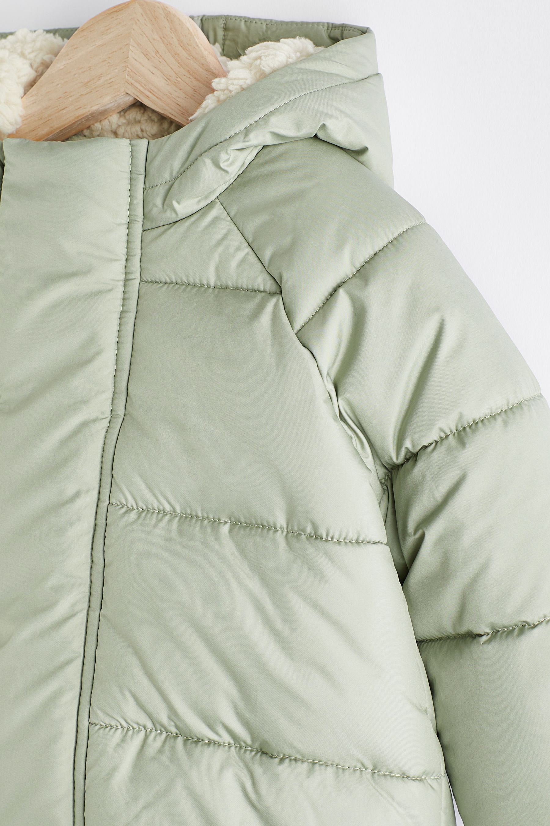 Sage Green Hooded Baby Puffer Jacket (0mths-2yrs)