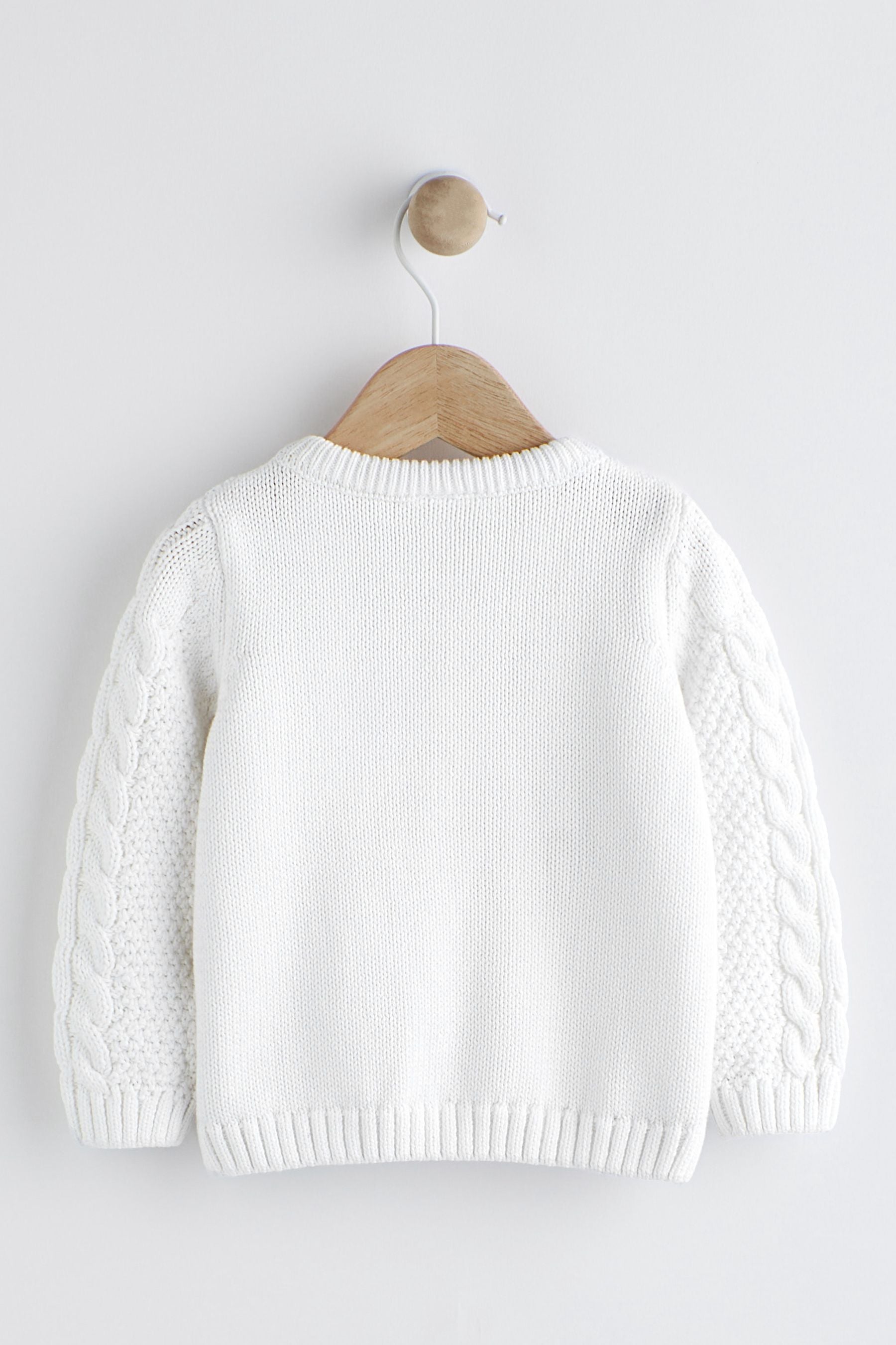 White Cable Knitted Baby Cardigan