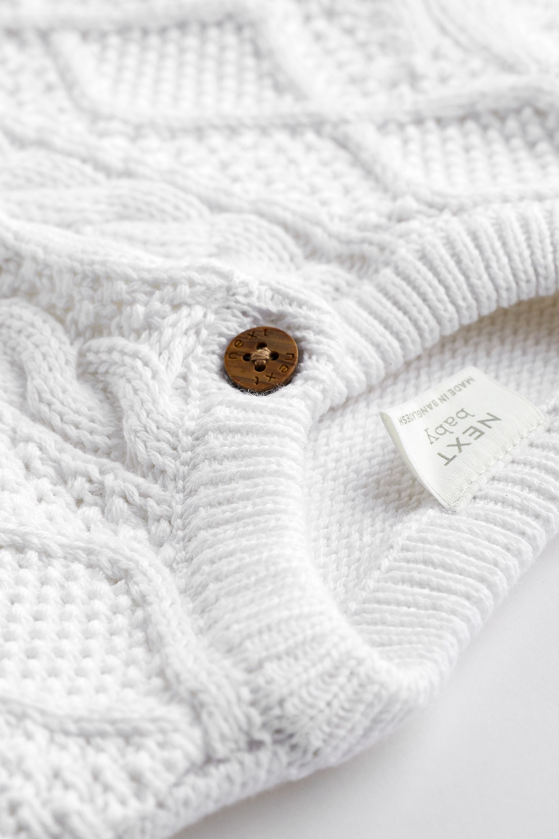 White Cable Knitted Baby Cardigan