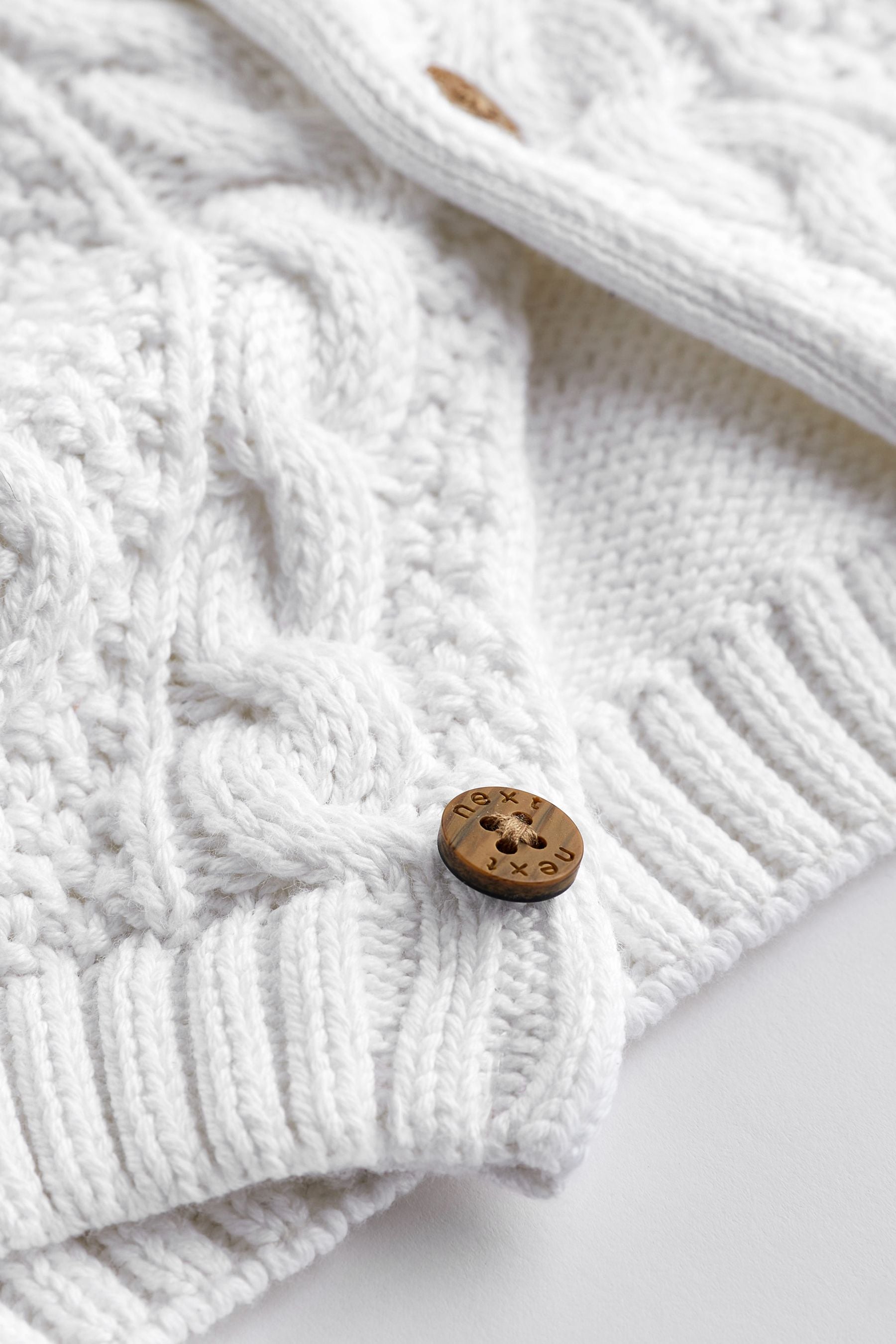 White Cable Knitted Baby Cardigan