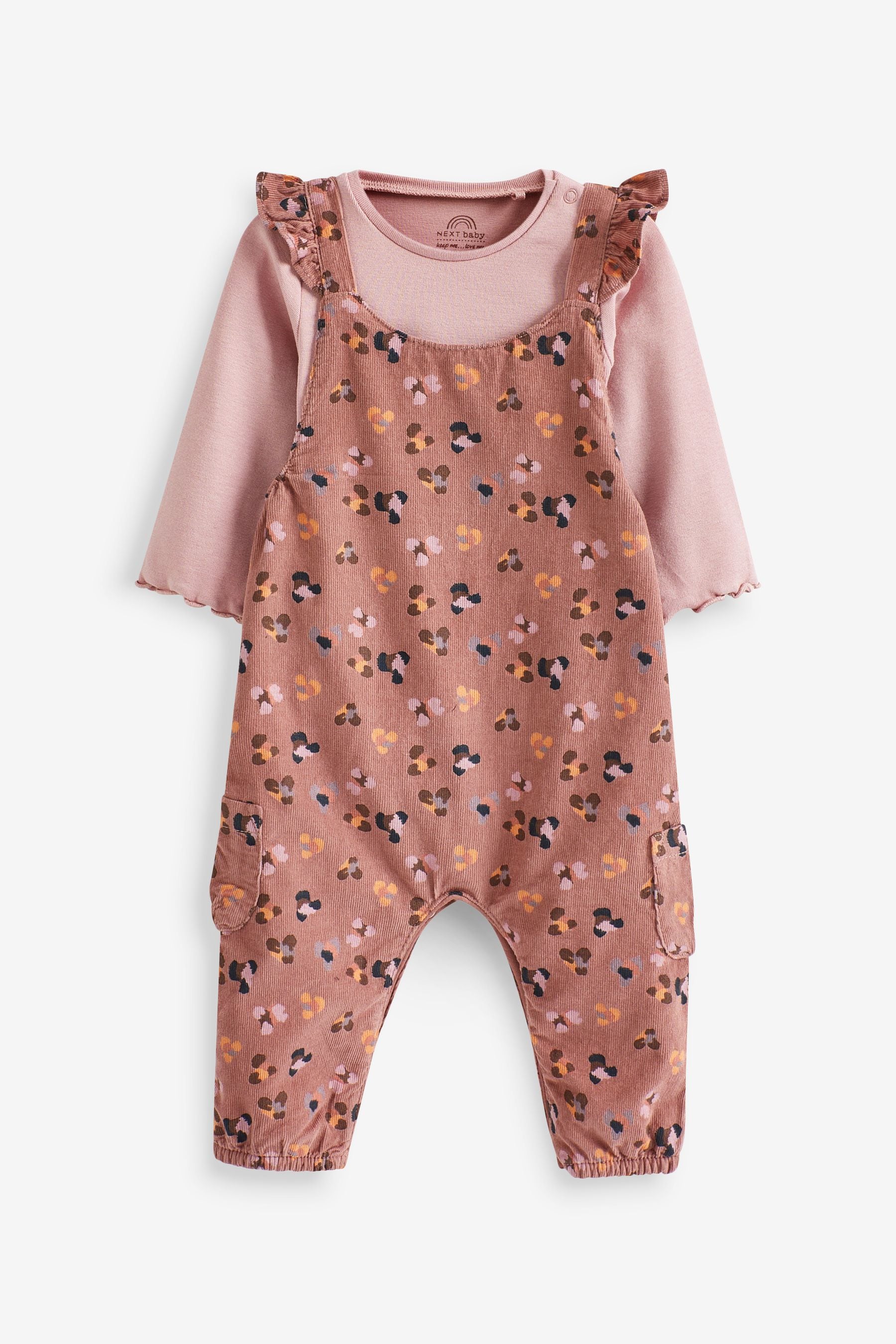 Pink Leopard Print Baby 2pc Baby Dungaree & Bodysuit Set (0mths-2yrs)