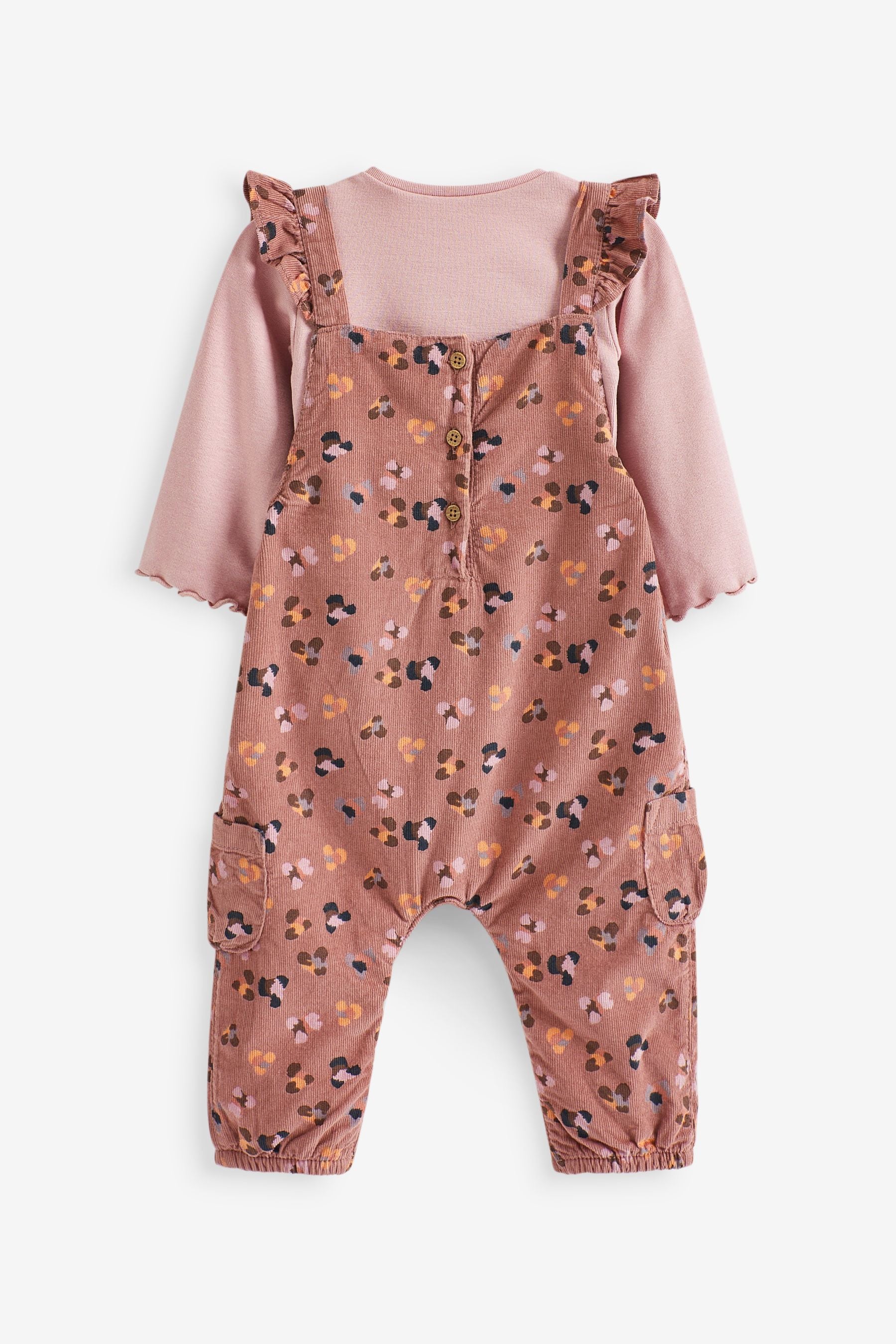 Pink Leopard Print Baby 2pc Baby Dungaree & Bodysuit Set (0mths-2yrs)