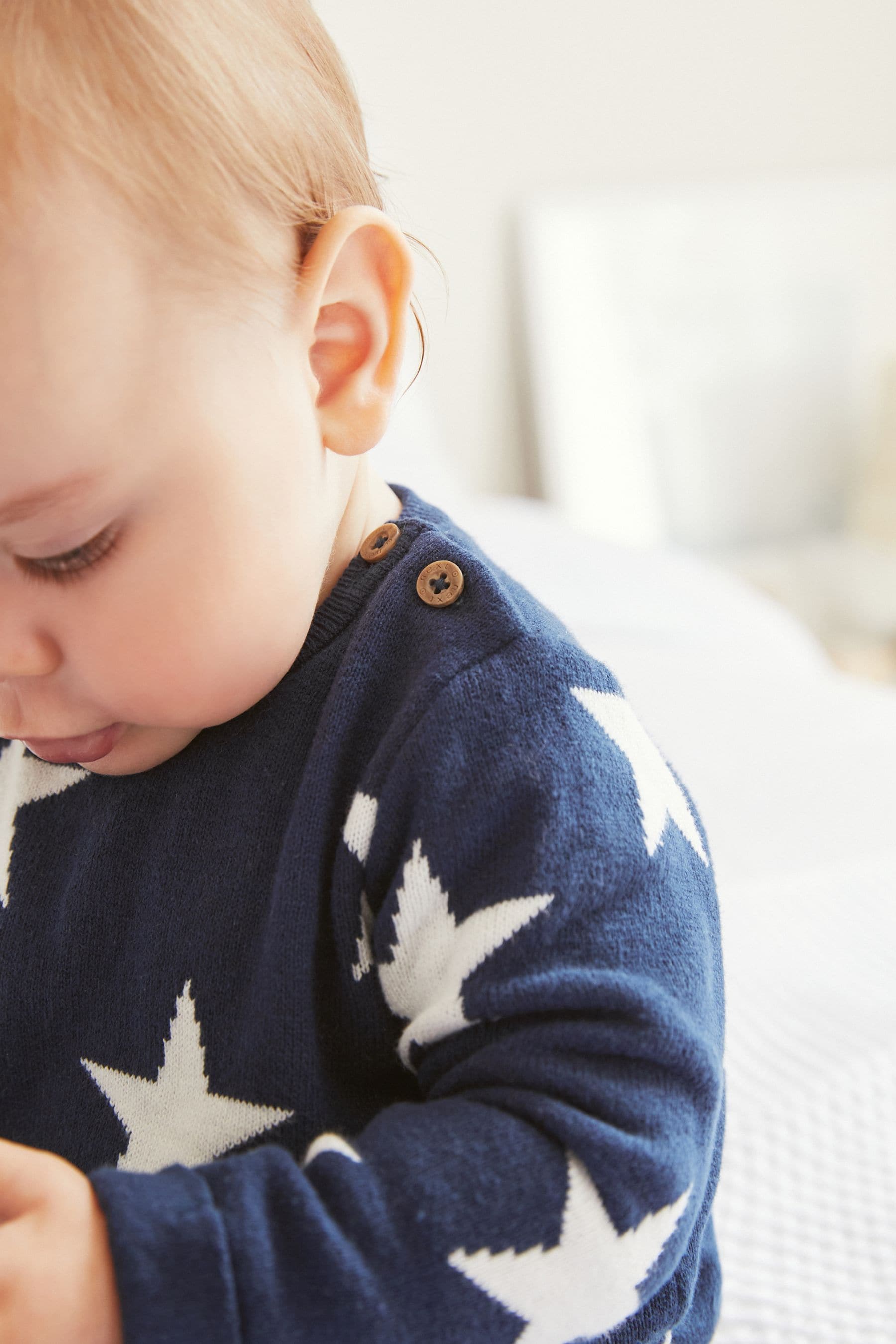 Navy Blue Star Knitted Baby 2 Piece Set (0mths-2yrs)