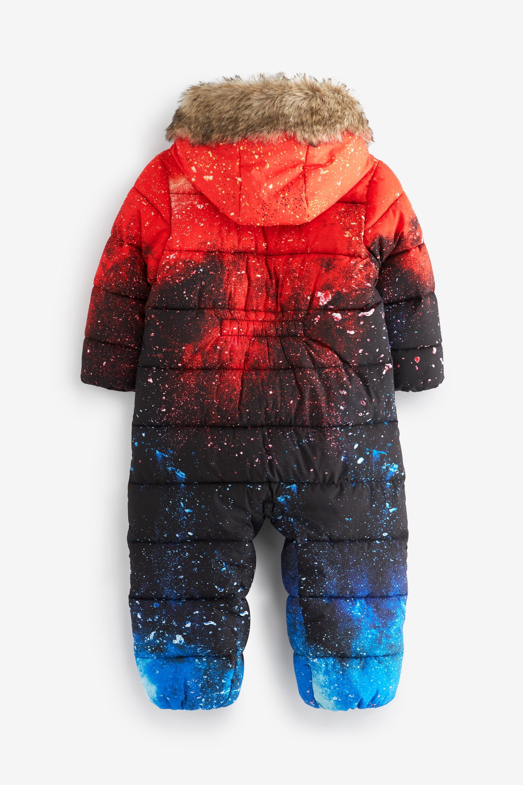 Red Galaxy Print Snowsuit With Faux Fur Hood Trim (3mths-7yrs)