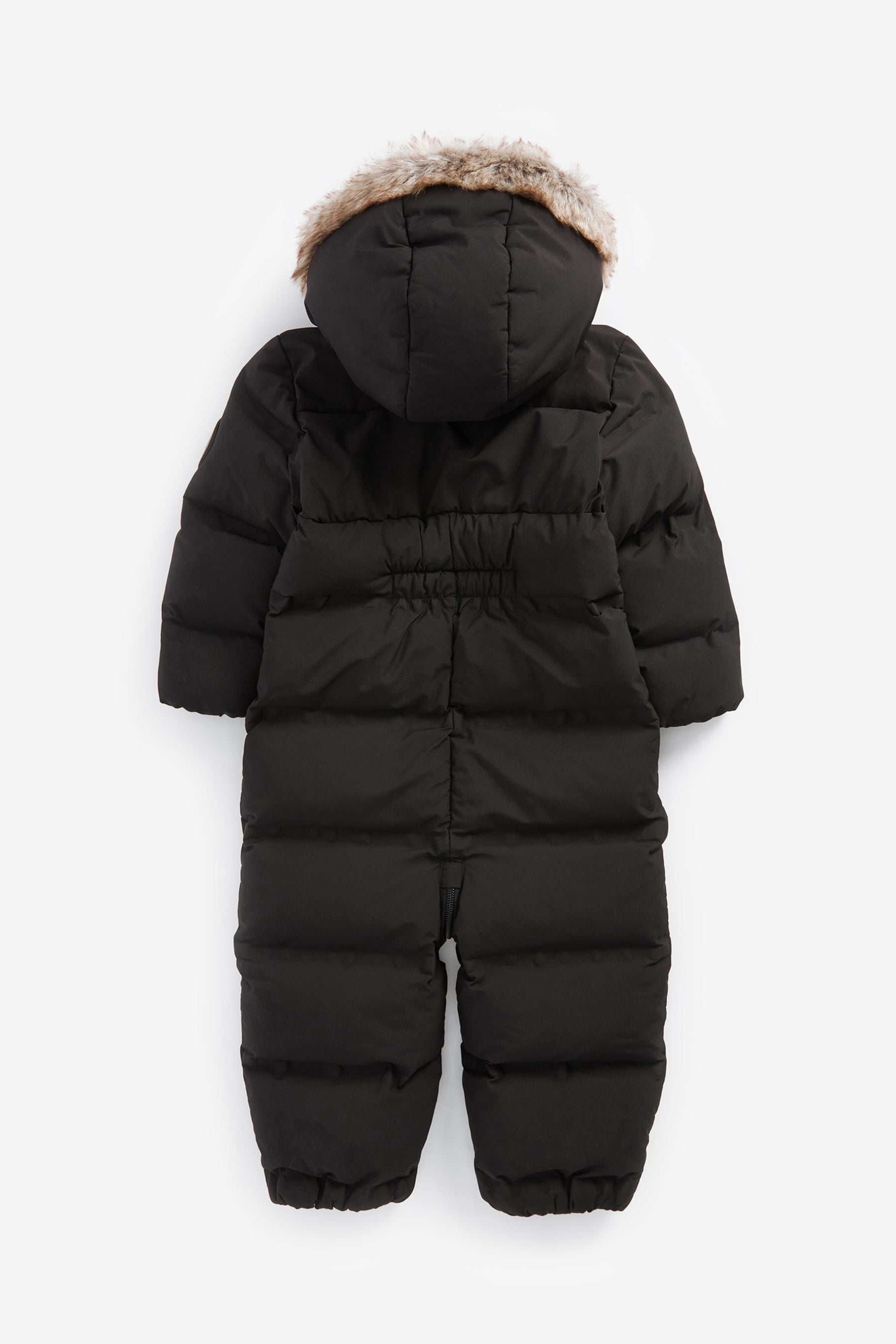 Black Snowsuit With Faux Fur Hood Trim (3mths-7yrs)