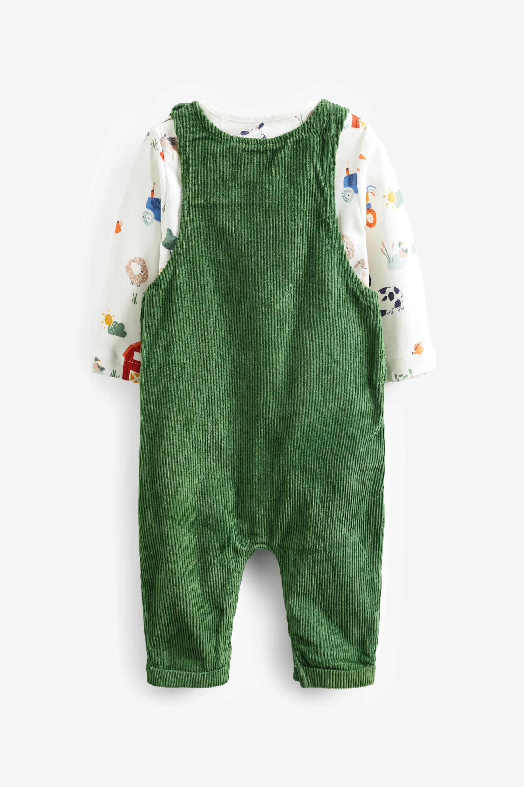 Green Baby Appliqu?© Corduroy Dungarees And Jersey Bodysuit Set (0mths-2yrs)