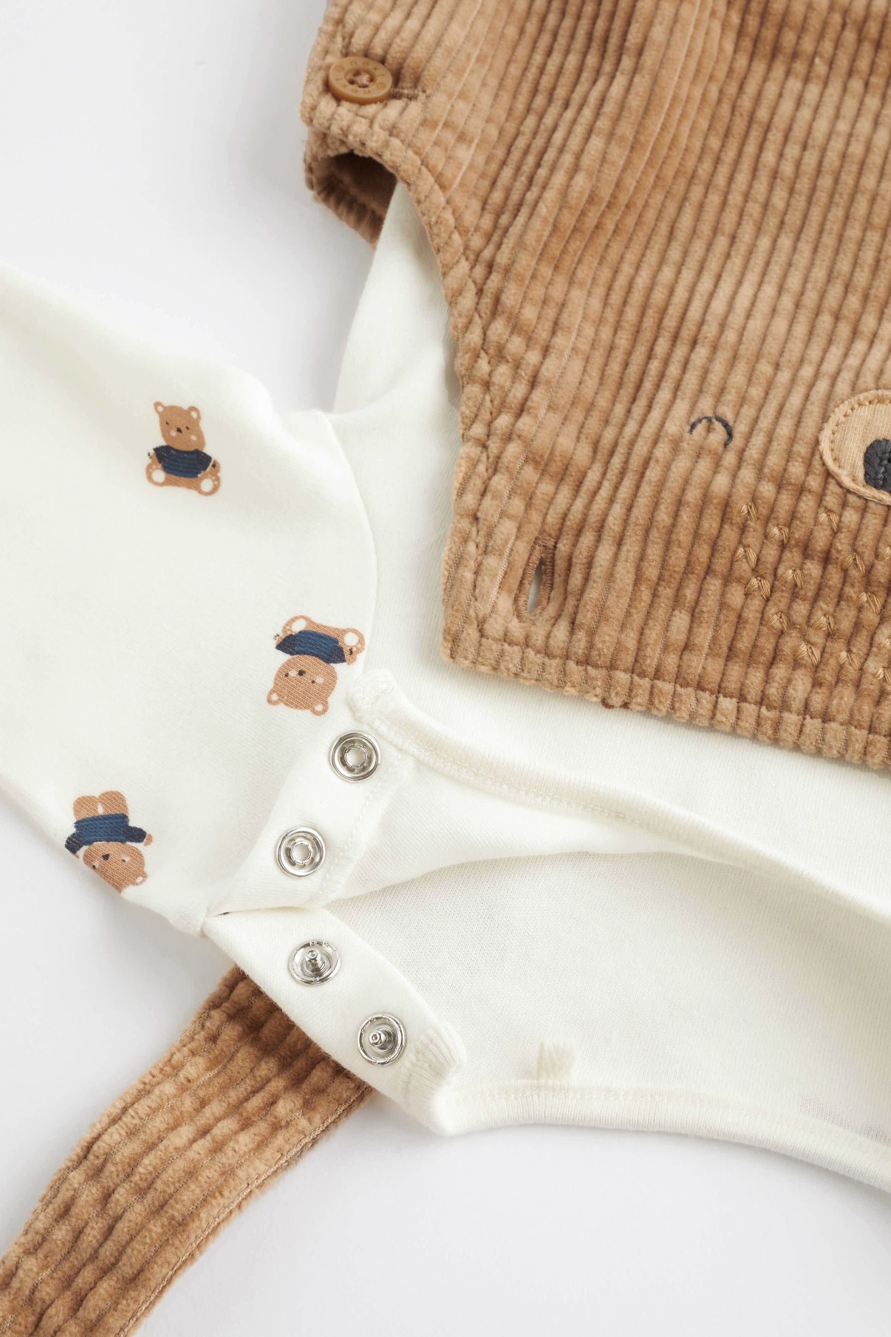 Tan Bear Baby Corduroy Dungaree And Bodysuit Set (0mths-2yrs)