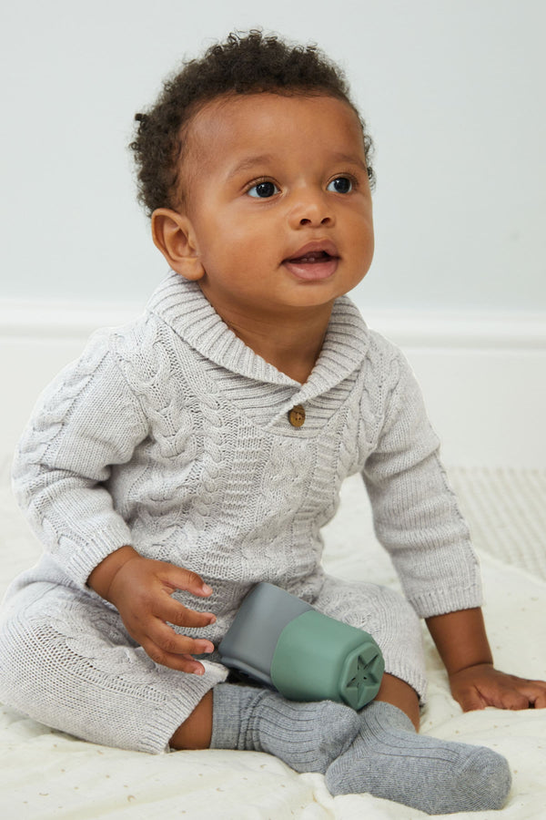 Grey Baby Cable Knitted Romper (0mths-2yrs)