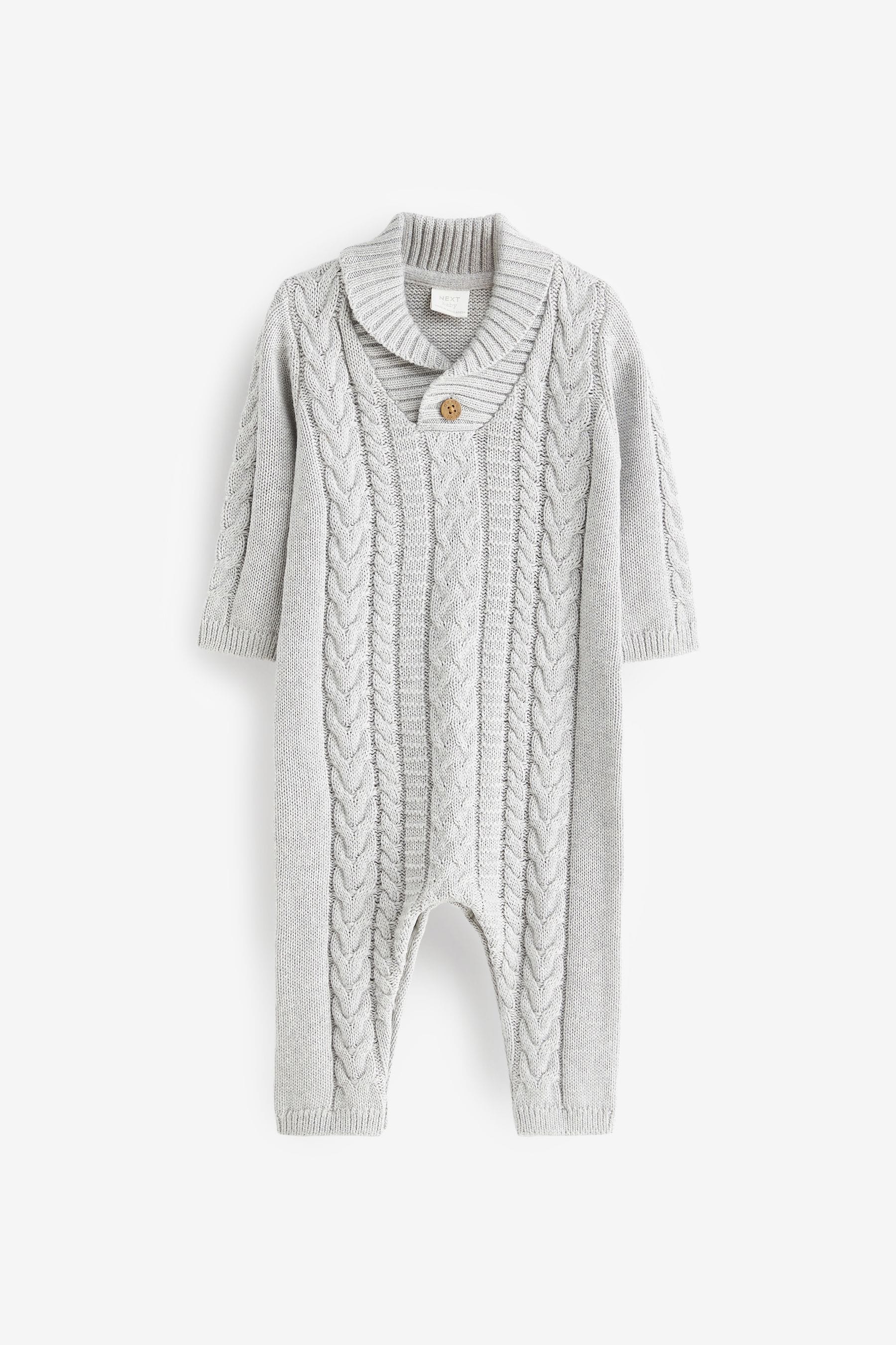 Grey Baby Cable Knitted Romper (0mths-2yrs)