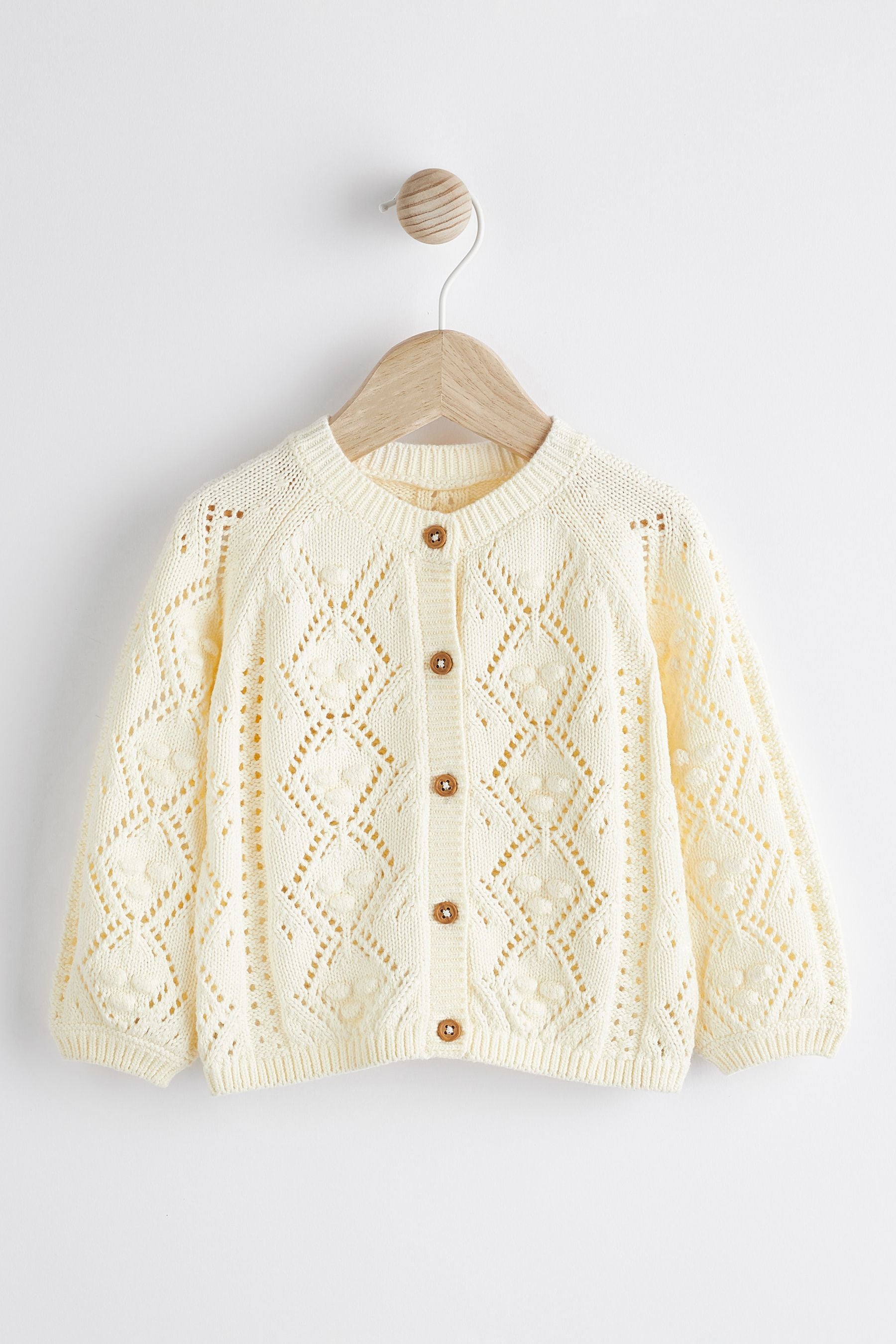 White Bobble Knit Baby Cardigan (0mths-2yrs)