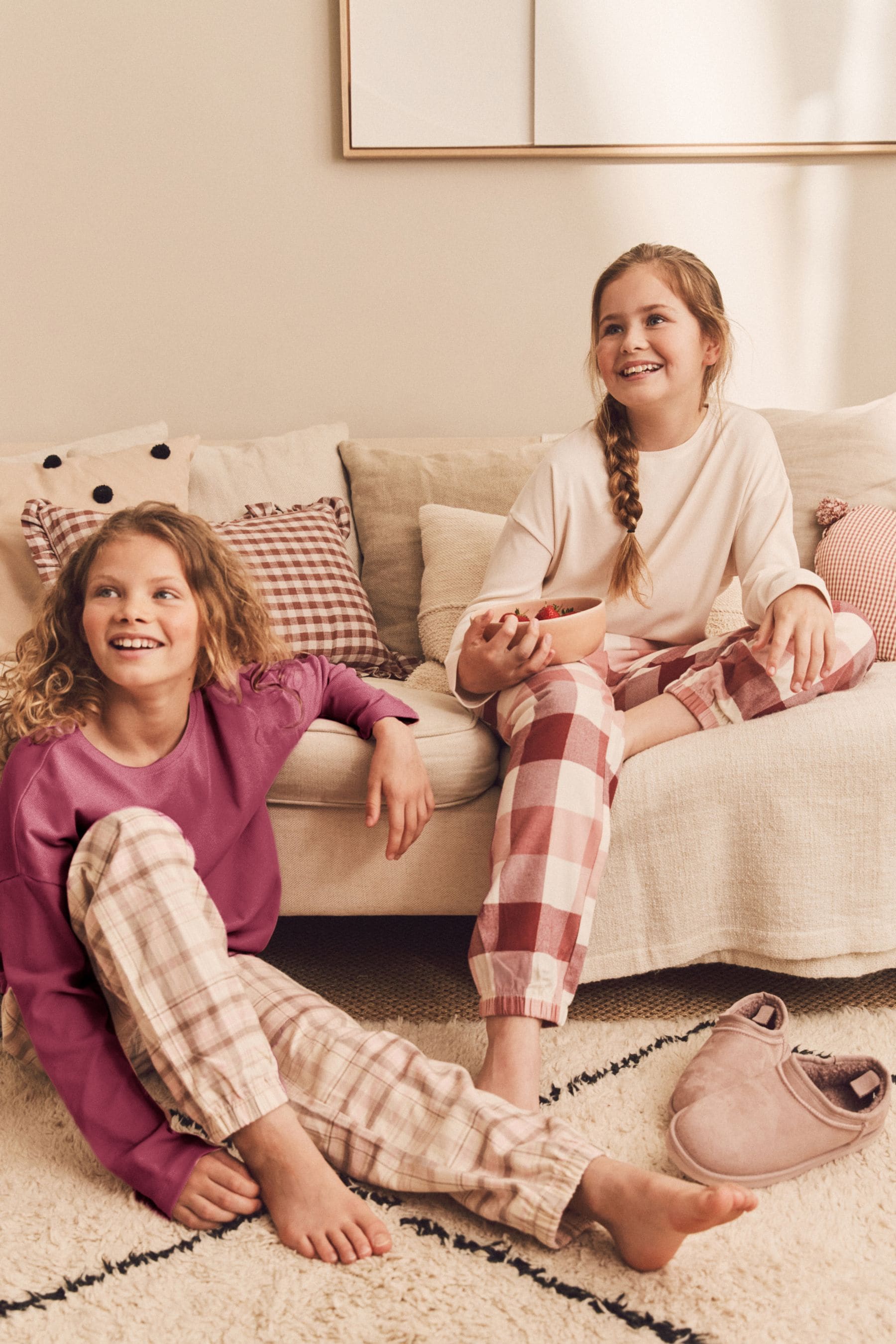 Pink/Cream Woven Check Pyjamas 2 Packs (3-16yrs)