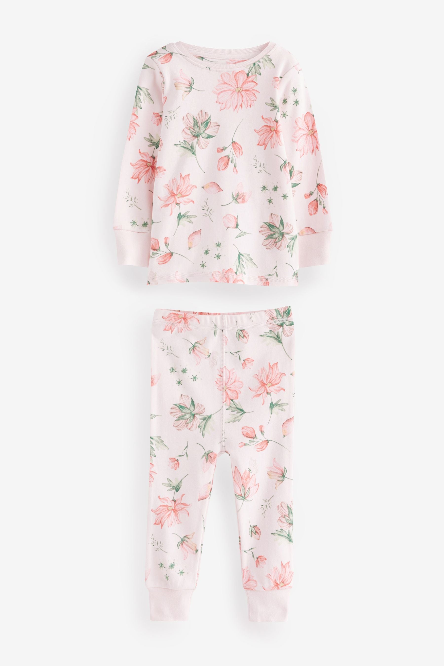 Pink/Ecru White Fairy 3 Pack Long Sleeve Printed Pyjamas (9mths-12yrs)