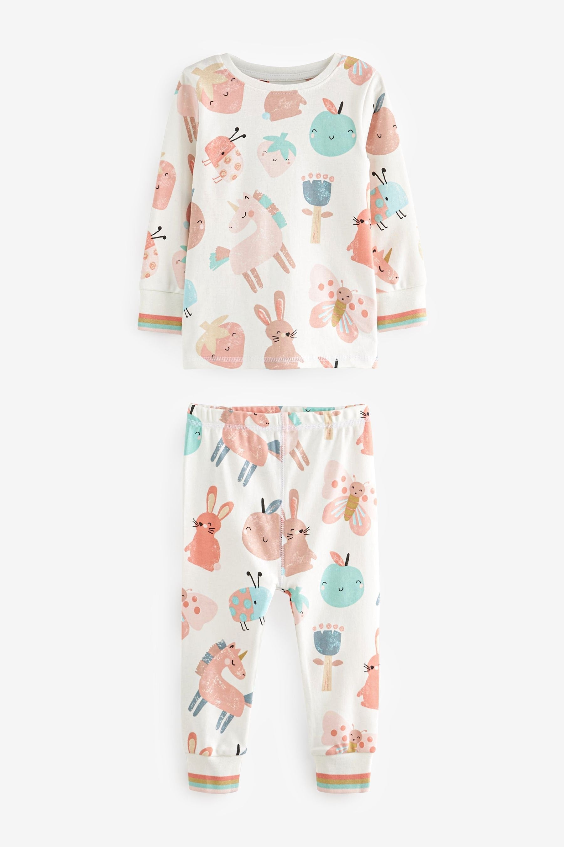 Pink/Blue Unicorn Character 3 Pack Long Sleeve Printed Pyjamas (9mths-12yrs)