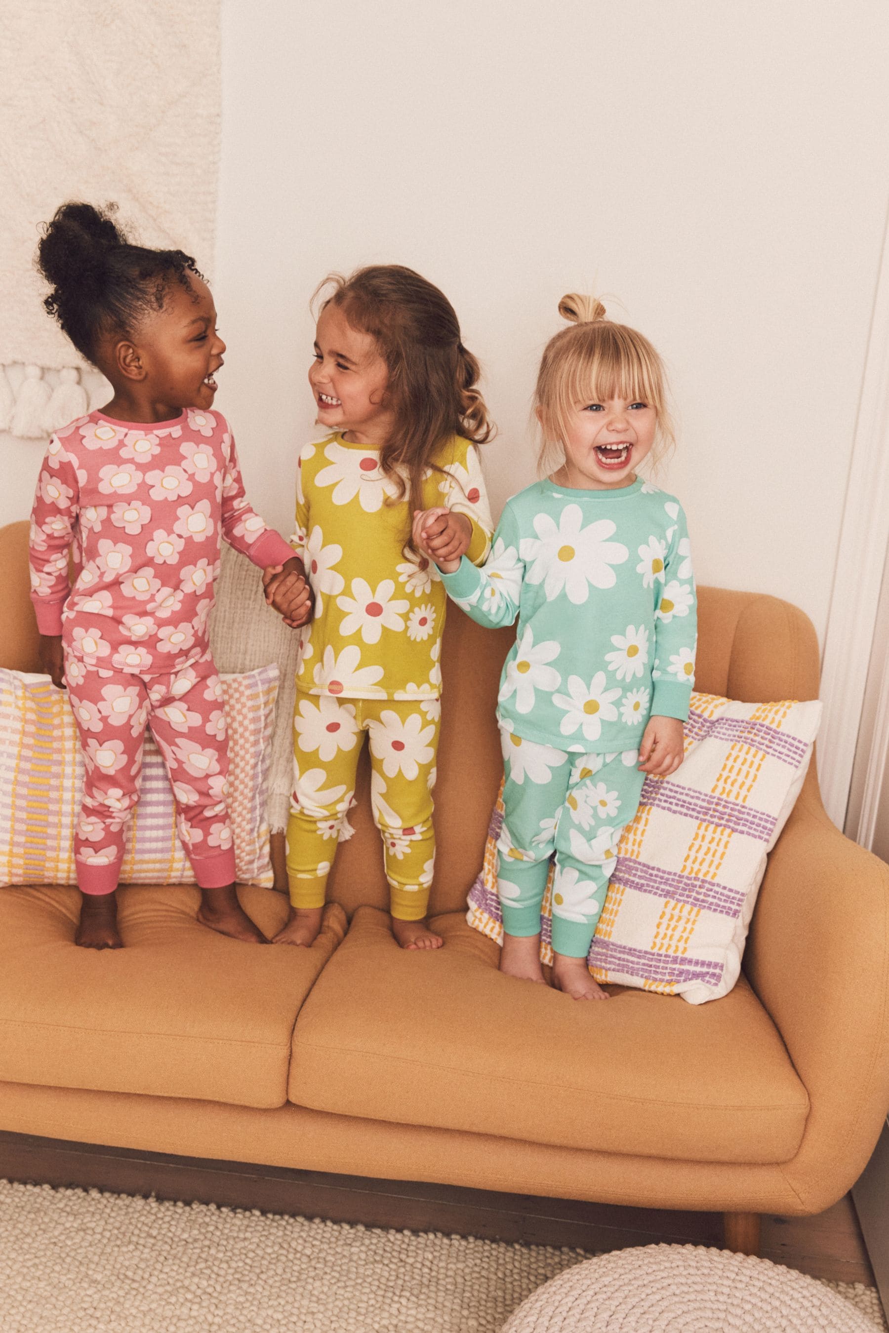 Multicoloured Floral 3 Pack 100% Cotton Long Sleeve Printed Snuggle Pyjamas (9mths-8yrs)