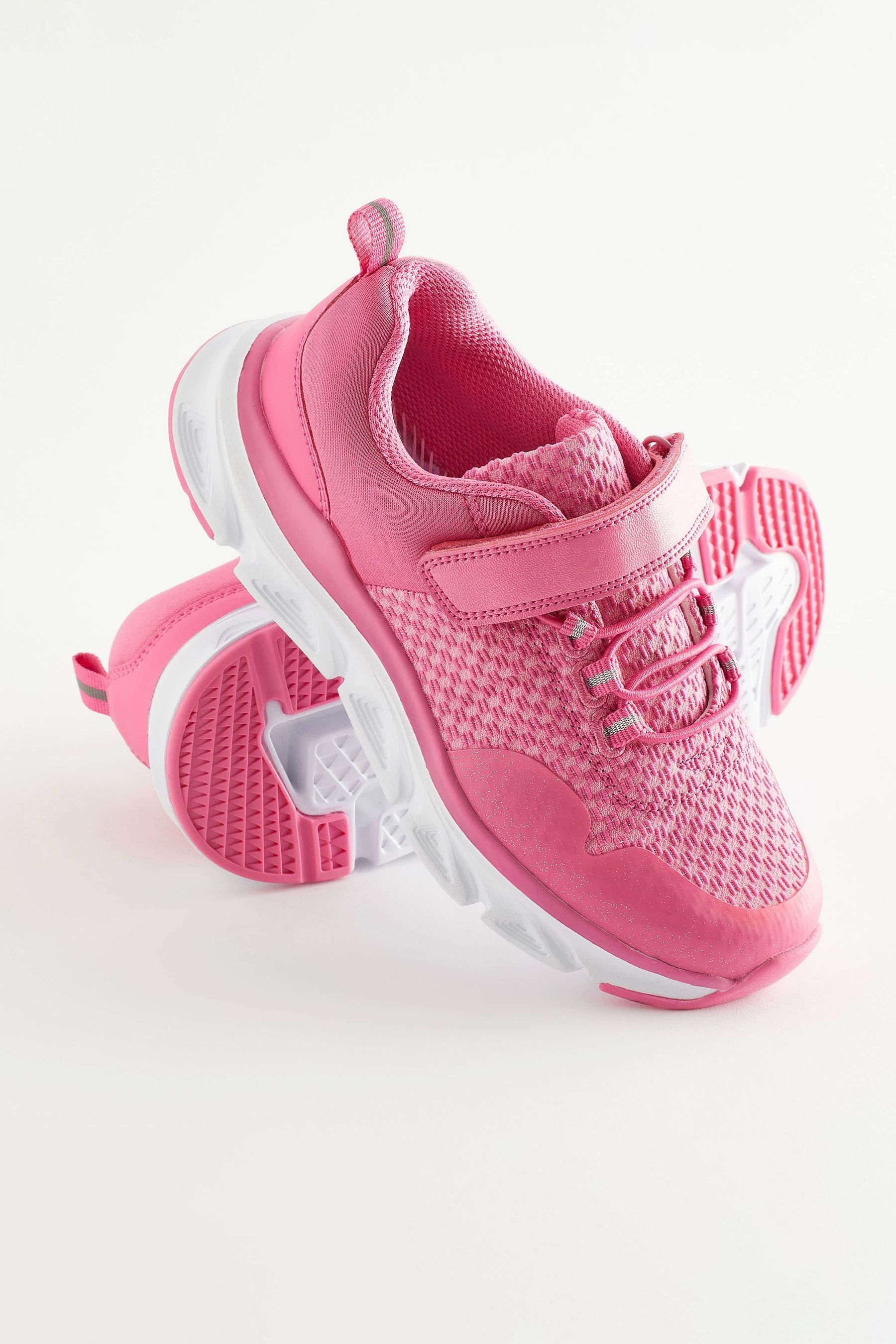 Pink Elastic Lace-Up Sports Trainers