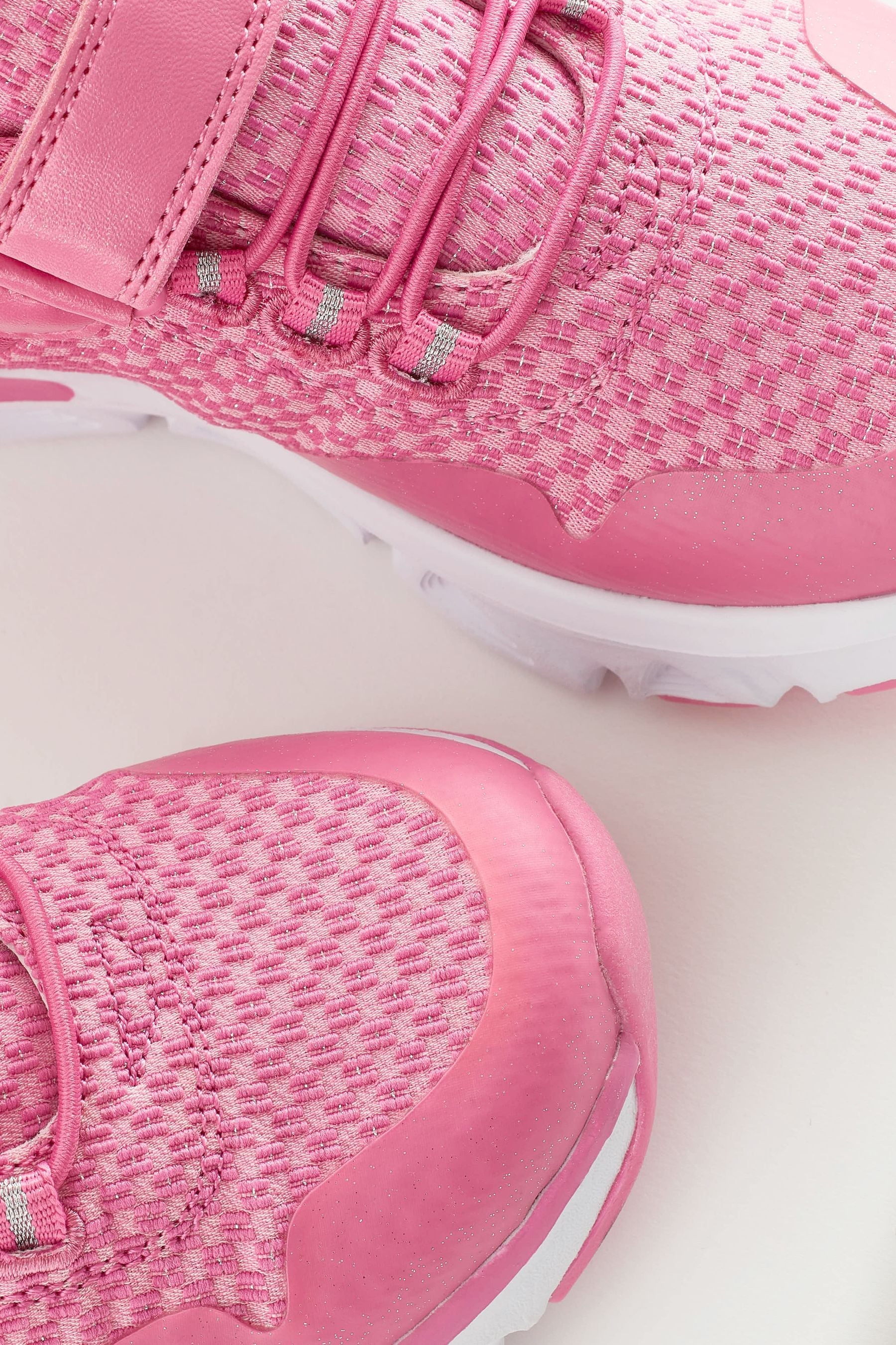 Pink Elastic Lace-Up Sports Trainers