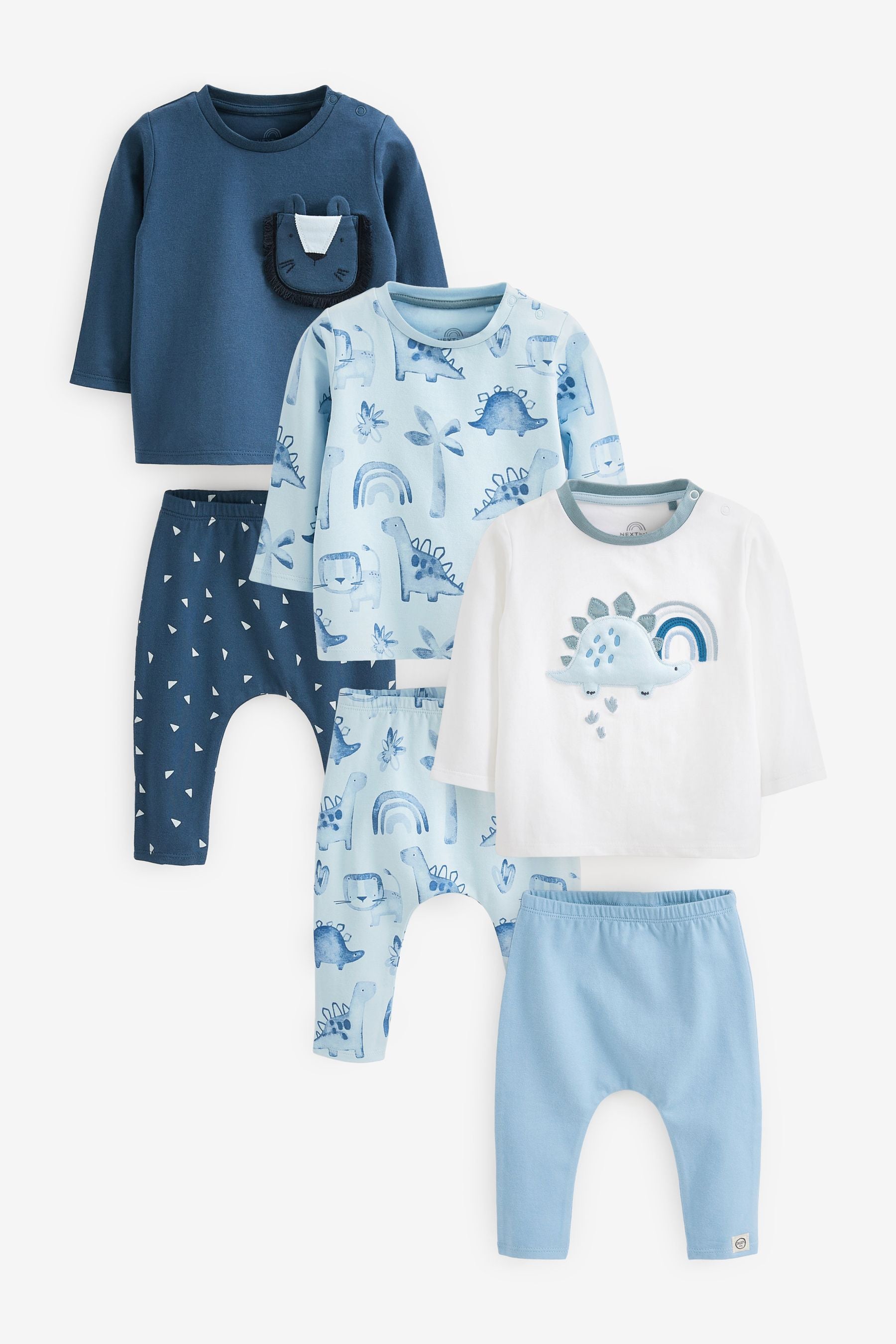 Blue dinosaur Baby T-Shirts And Leggings Set 6 Pack