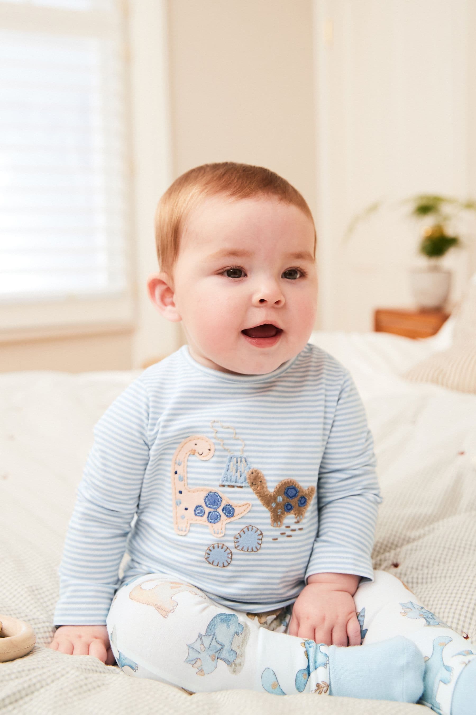 Blue Dinosaur Baby Top and Leggings 2 Piece Set