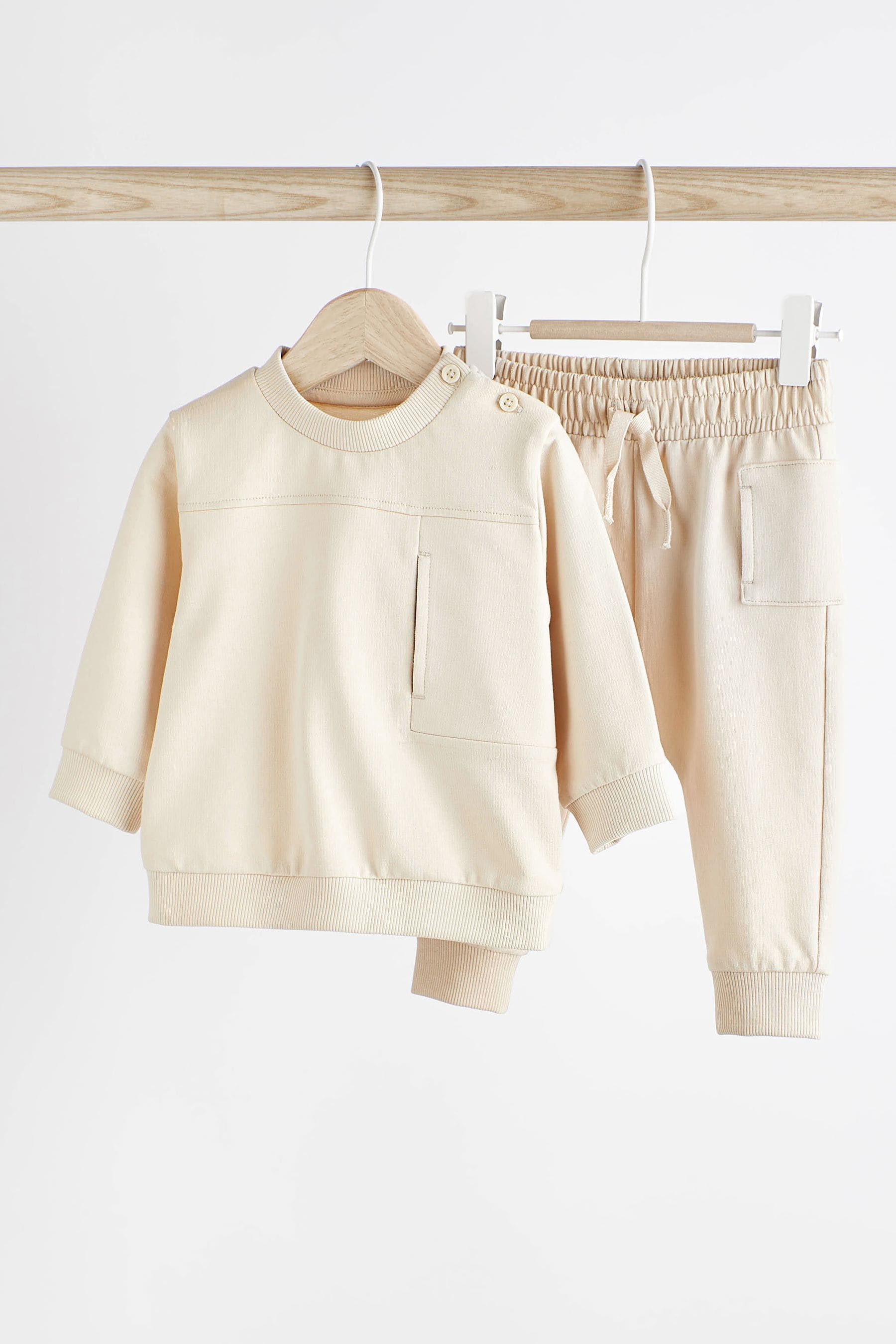 Cream Cargo Baby Cosy Sweatshirt and Joggers Set