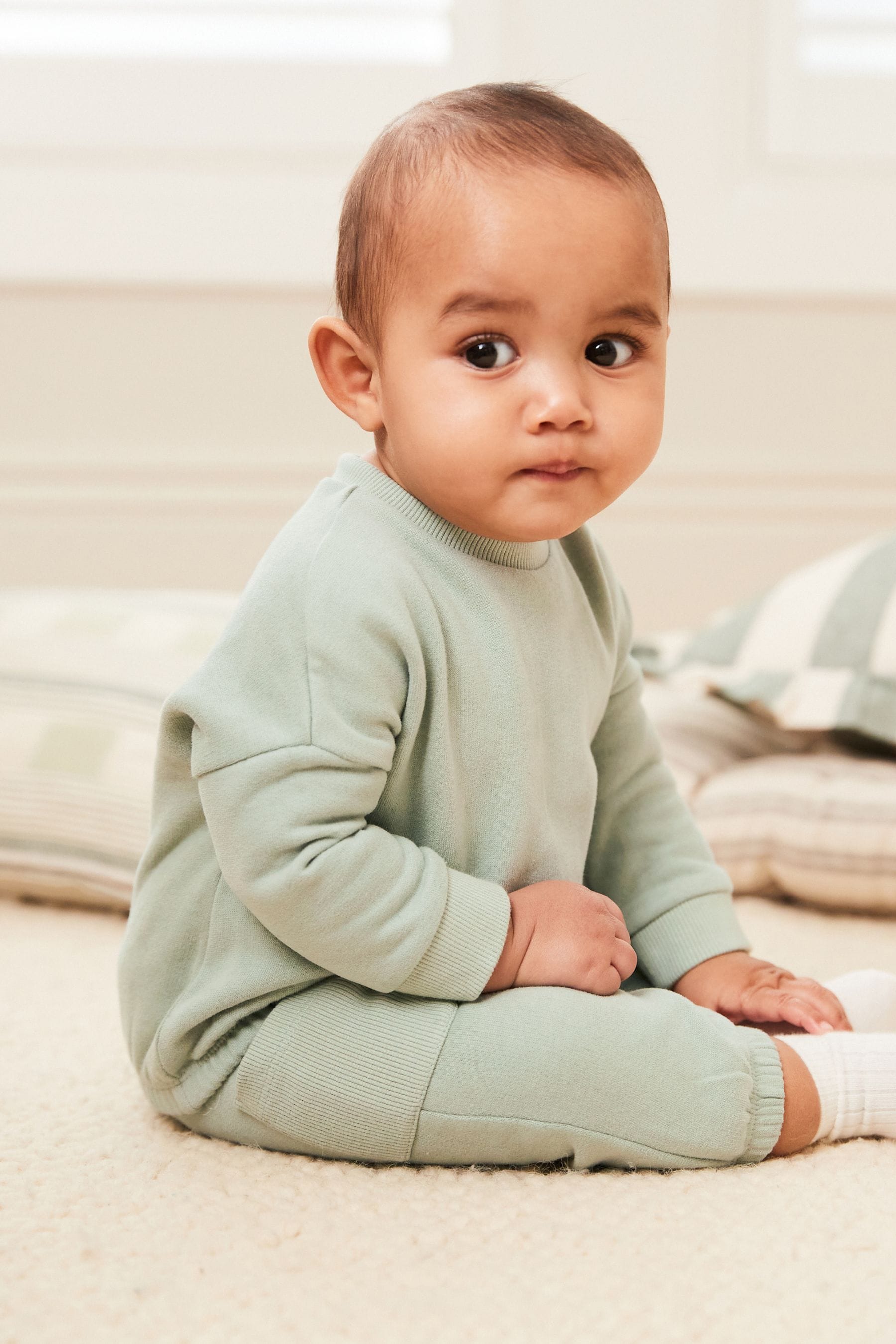 Sage Green Baby Cosy Sweatshirt and Joggers Set