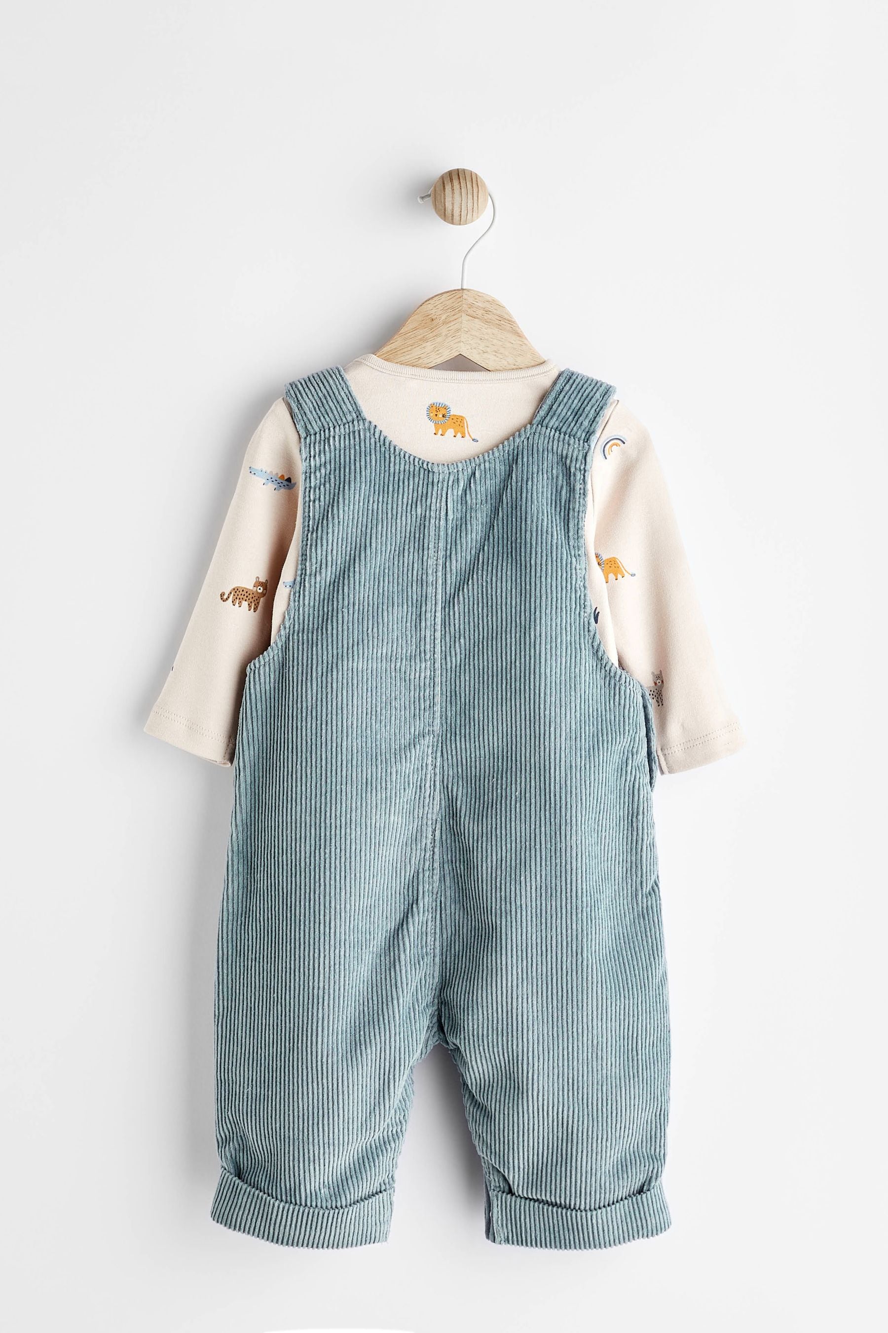 Teal Blue Baby Corduroy Dungaree And Bodysuit Set (0mths-2yrs)