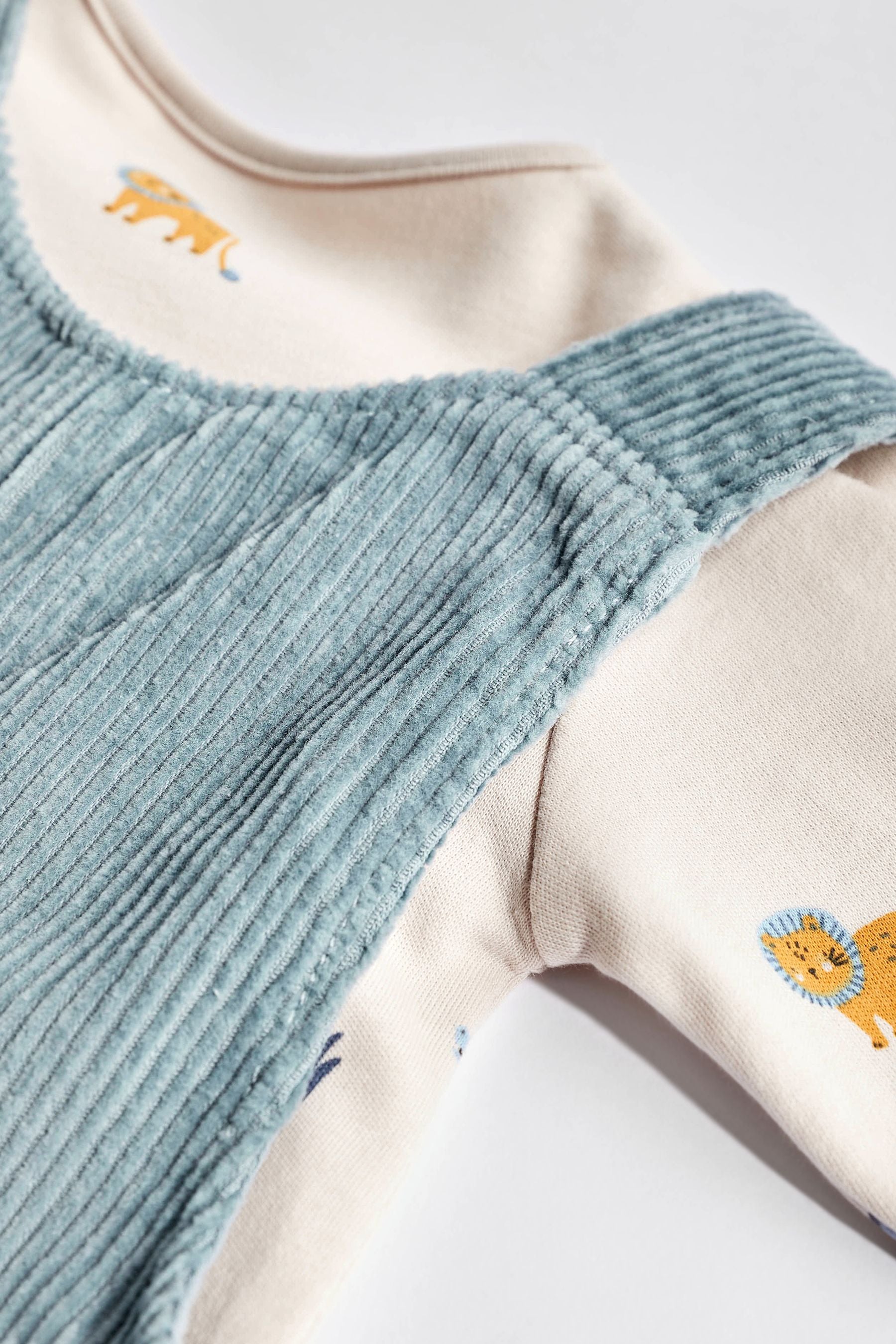 Teal Blue Baby Corduroy Dungaree And Bodysuit Set (0mths-2yrs)