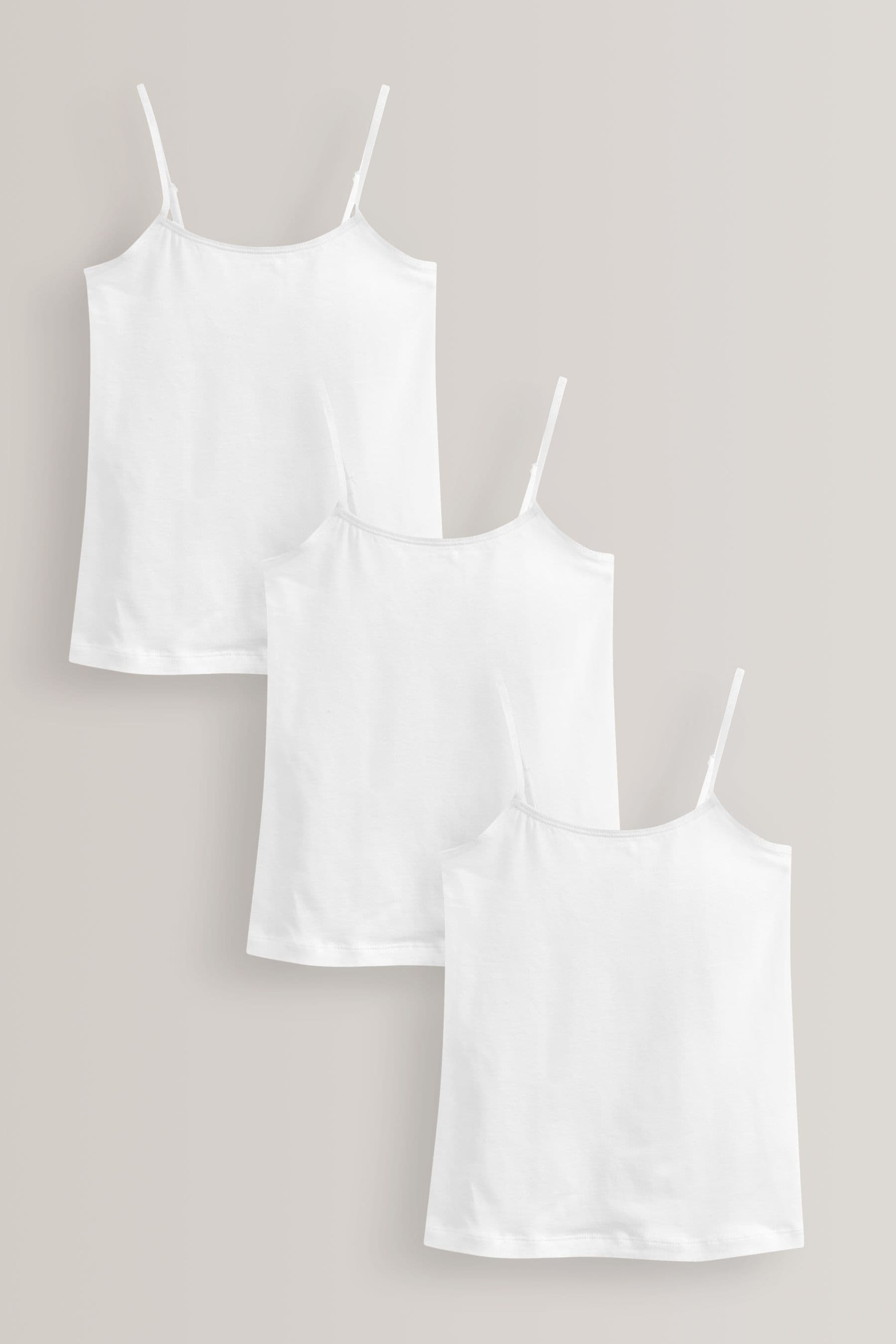 White 3 Pack Elastic Strappy Cami Vest (1.5-16yrs)