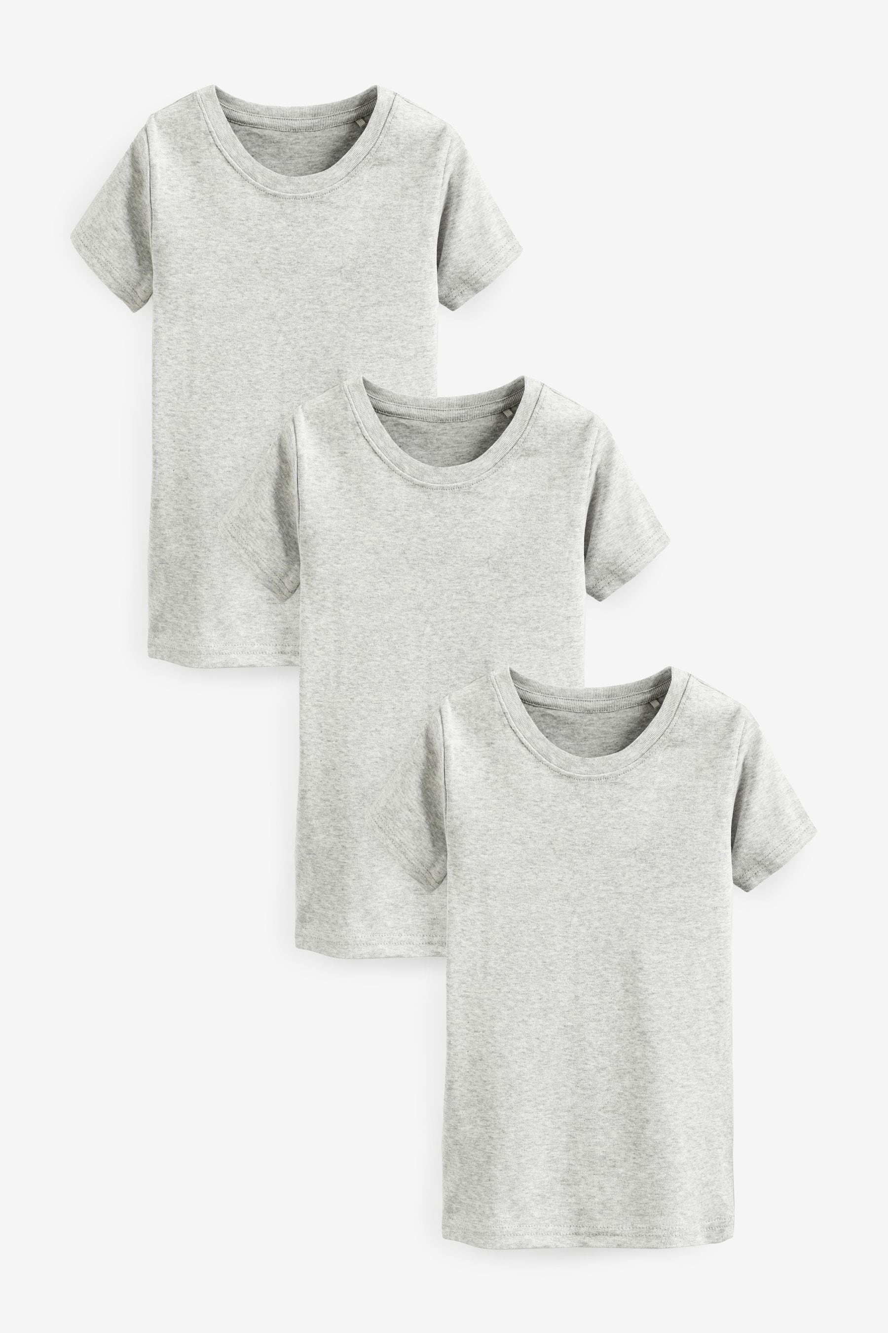 Grey 100% Cotton Short Sleeve Vests 3 Pack (1.5-16yrs)