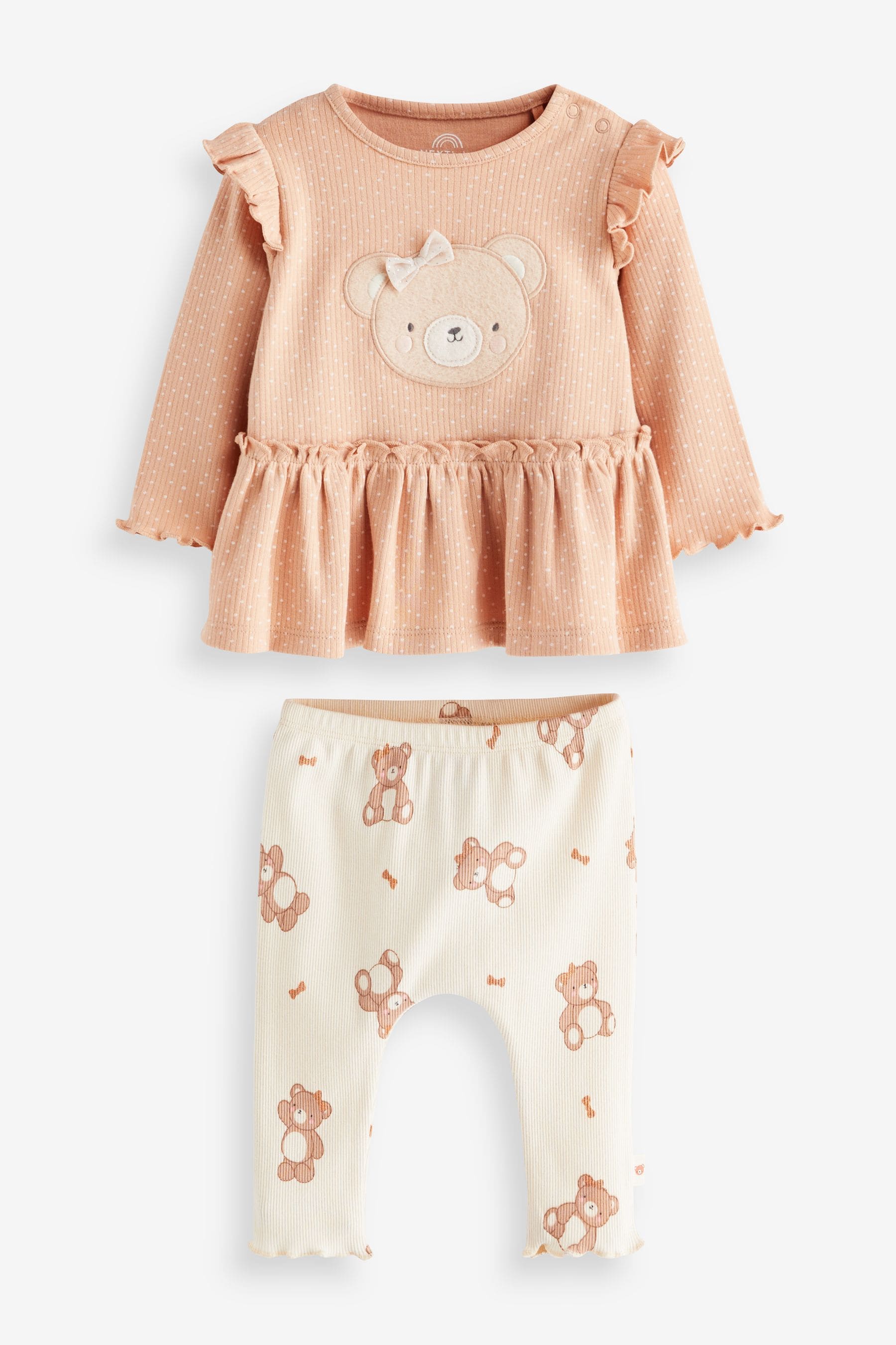 Rust Brown Bear Baby Top And Leggings Set