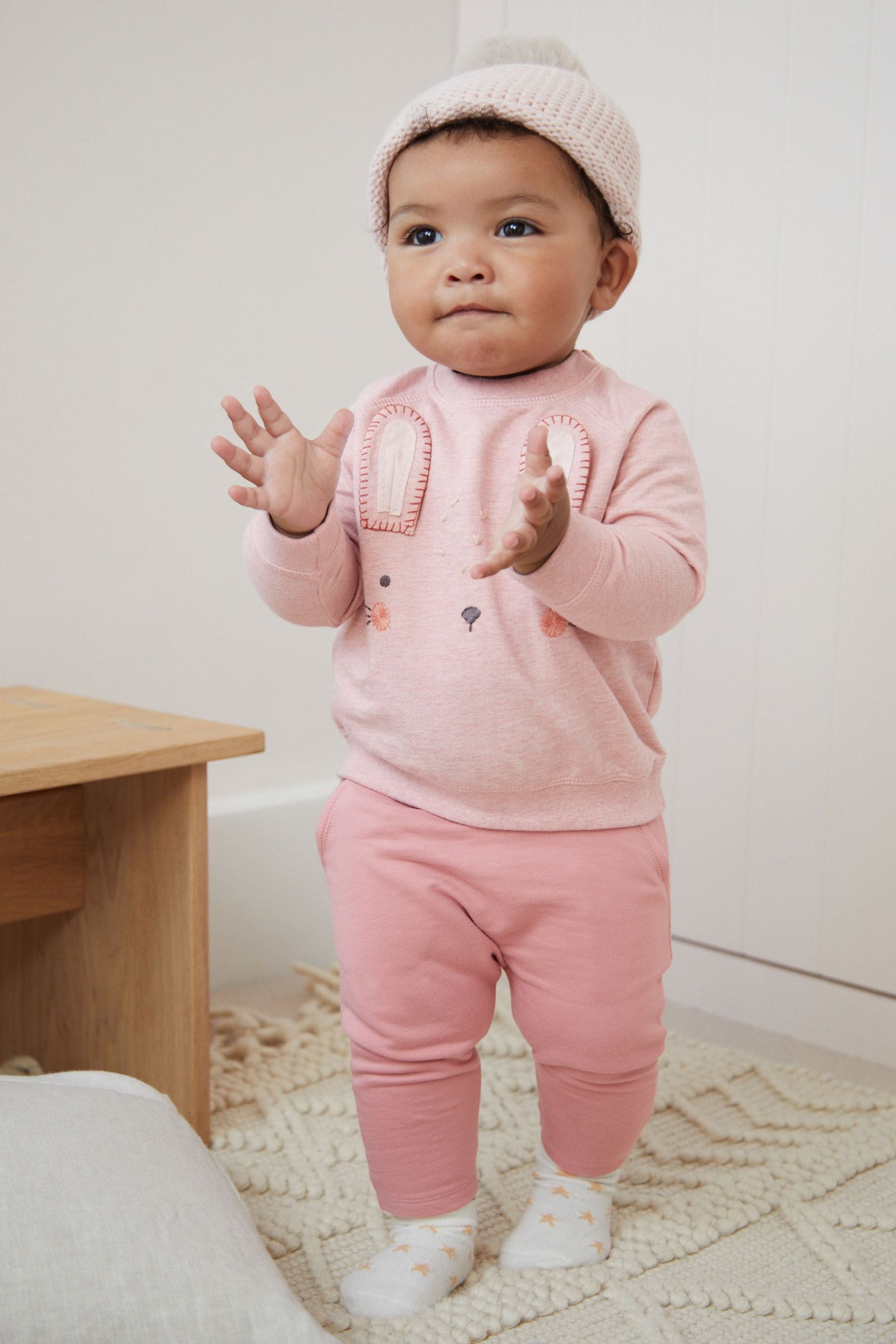 Pink Bunny Baby Cosy Sweater And Leggings 2 Piece Set