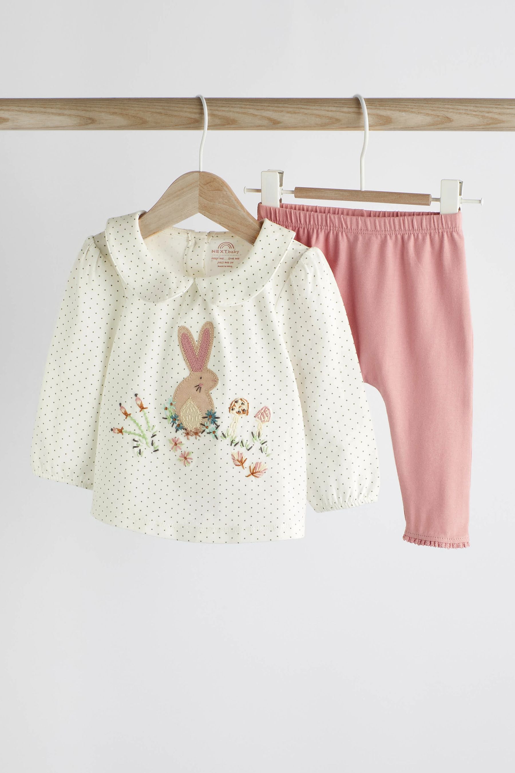 Pink Bunny Baby Top And Leggings Set