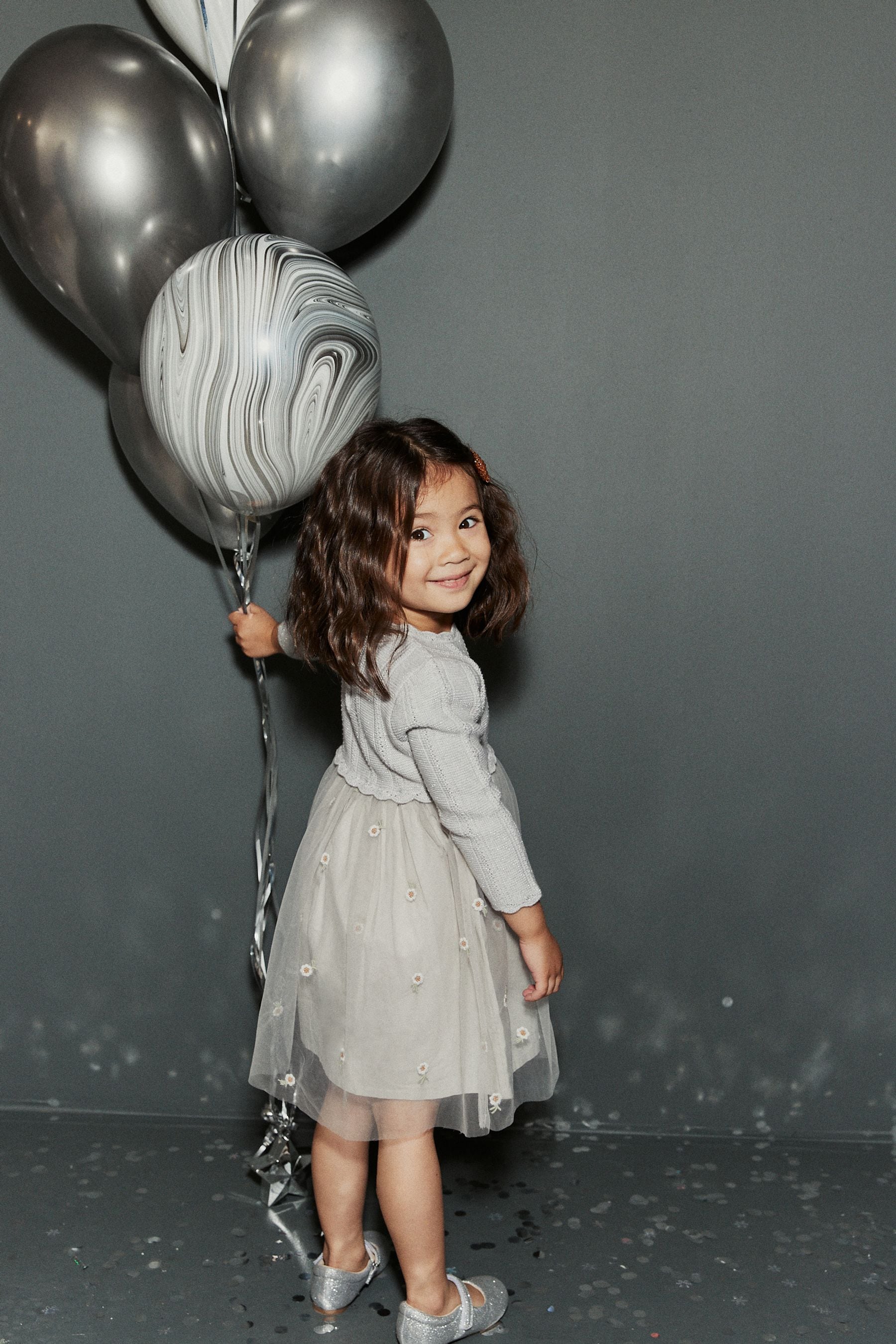 Silver 2-in-1 Jumper & Embroidered Tulle Skirt Dress (3mths-7yrs)