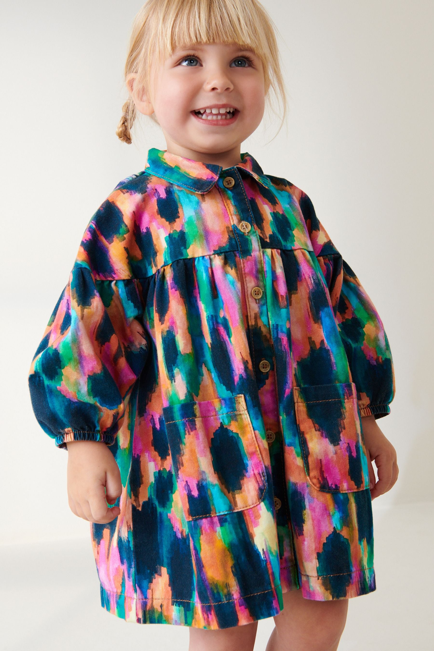 Multi Bright Print Cotton Shirt Dress (3mths-8yrs)