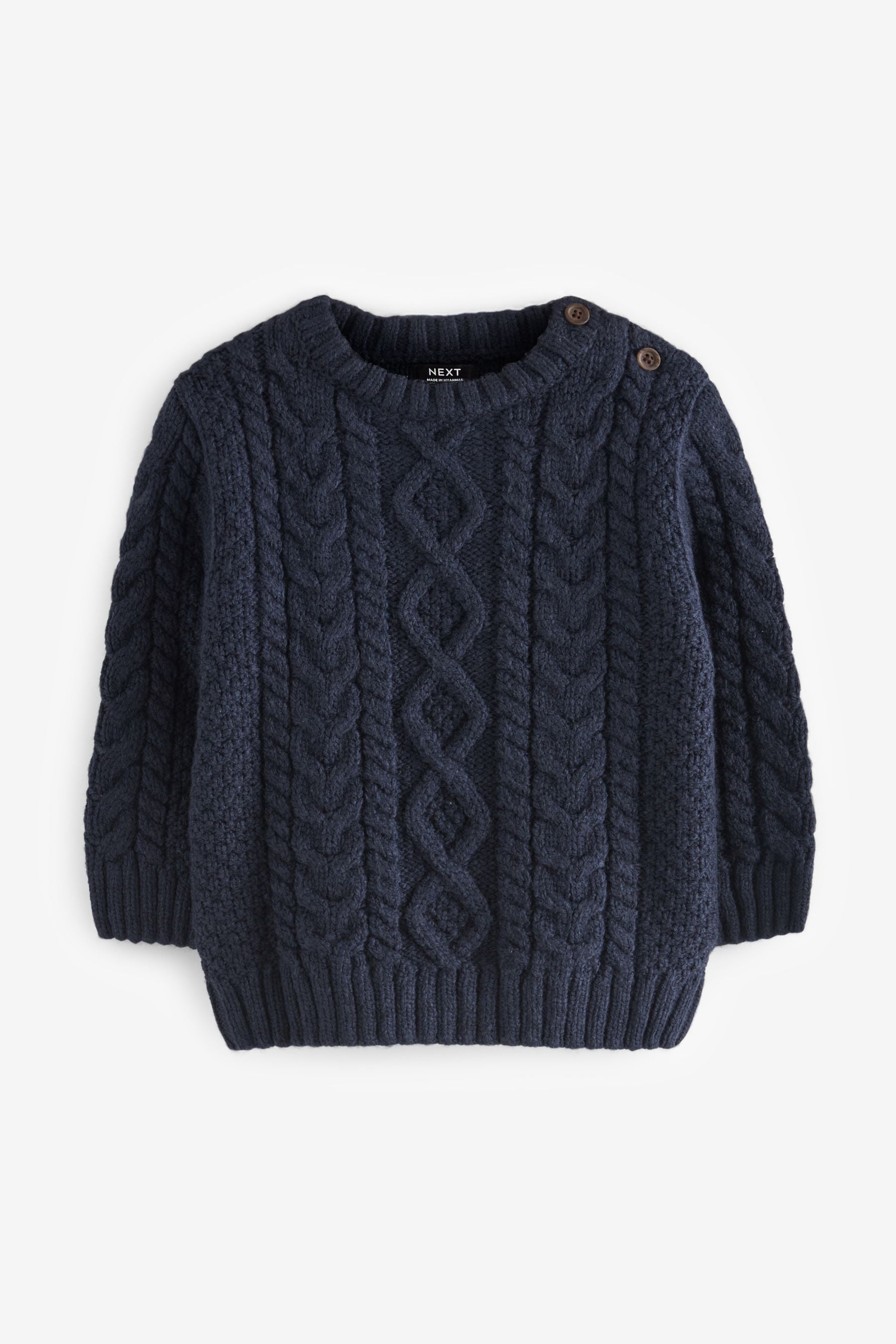 Navy Blue Cable Crew Jumper (3mths-7yrs)