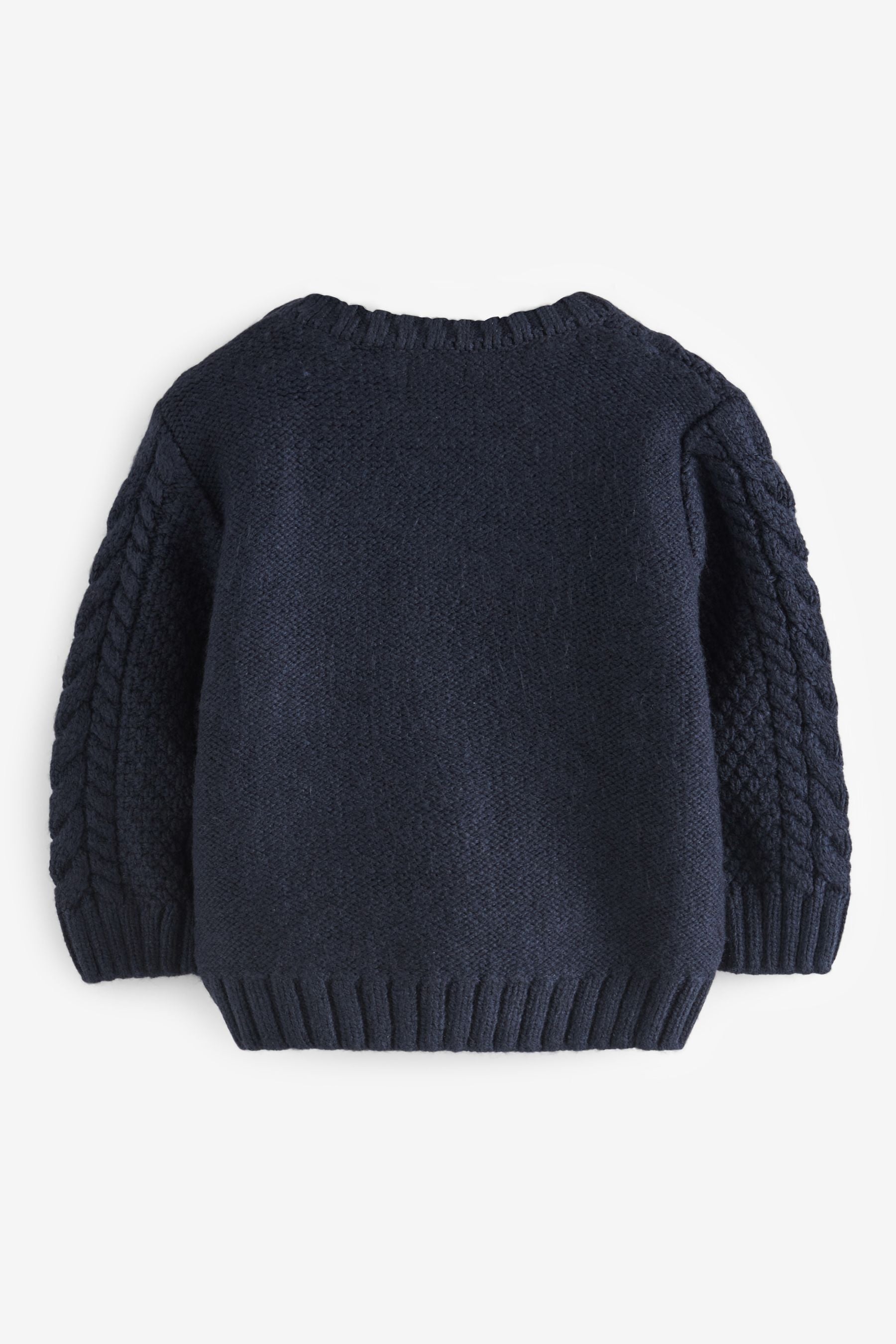 Navy Blue Cable Crew Jumper (3mths-7yrs)