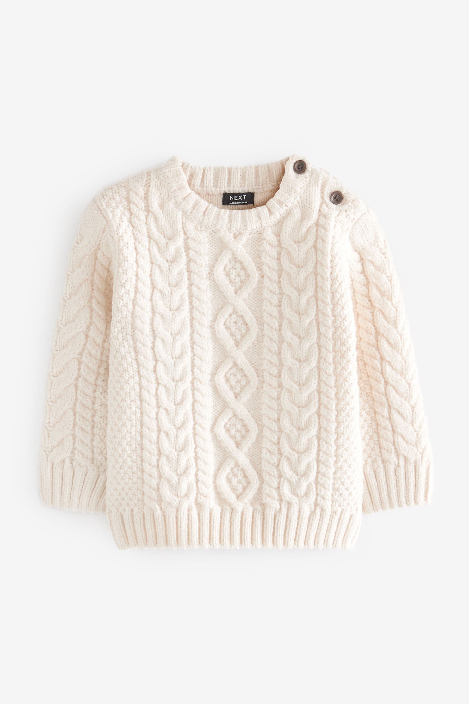 Ecru Cream Cable Crew Jumper (3mths-7yrs)