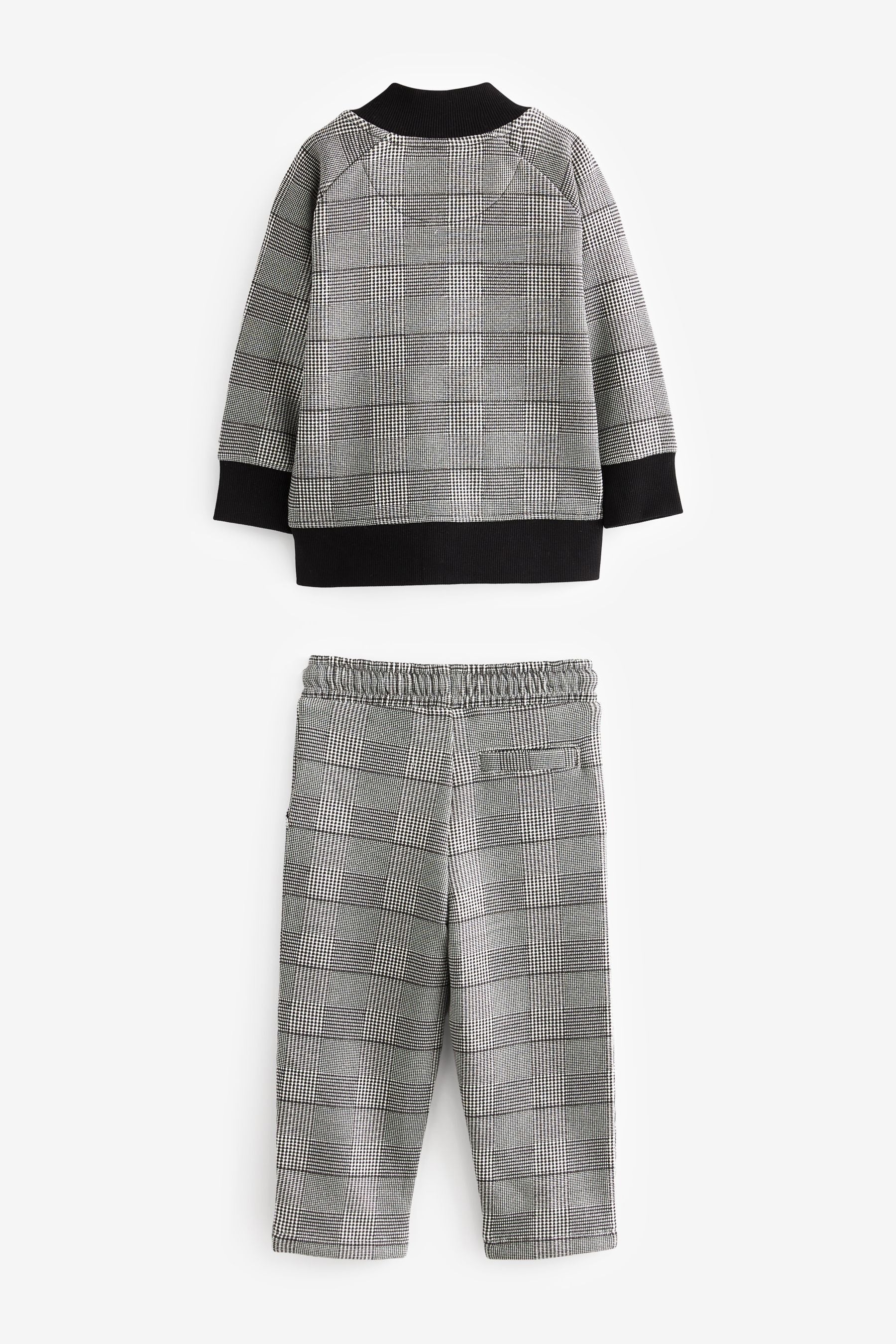 Grey Black 100% Cotton Jersey Check Bomber and Joggers Set 3 Piece (3mths-7yrs)