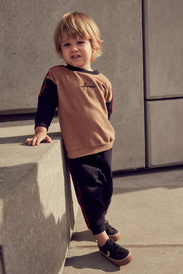 Black/Tan Brown Taped Colourblock Tracksuit (3mths-7yrs)