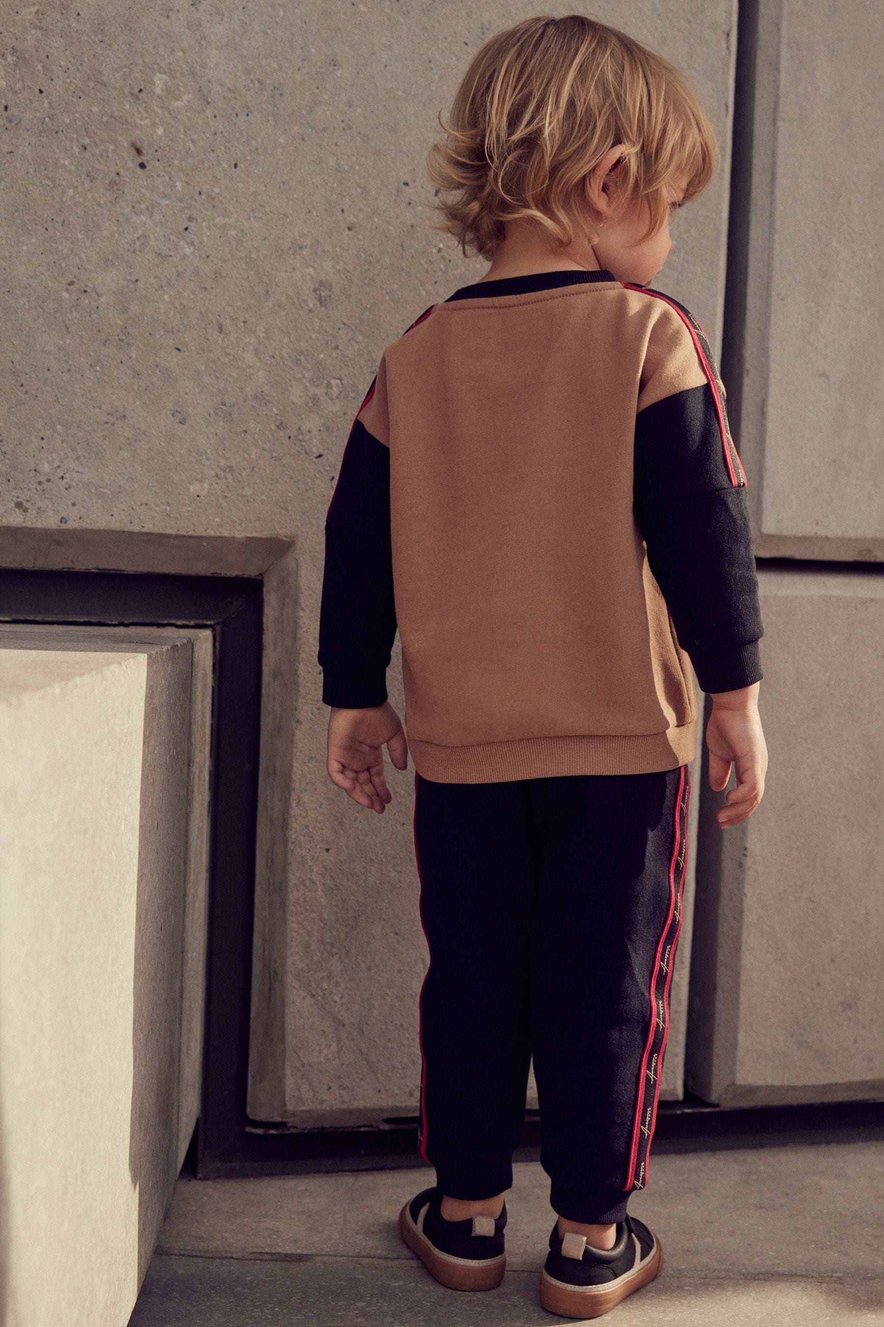 Black/Tan Brown Taped Colourblock Tracksuit (3mths-7yrs)