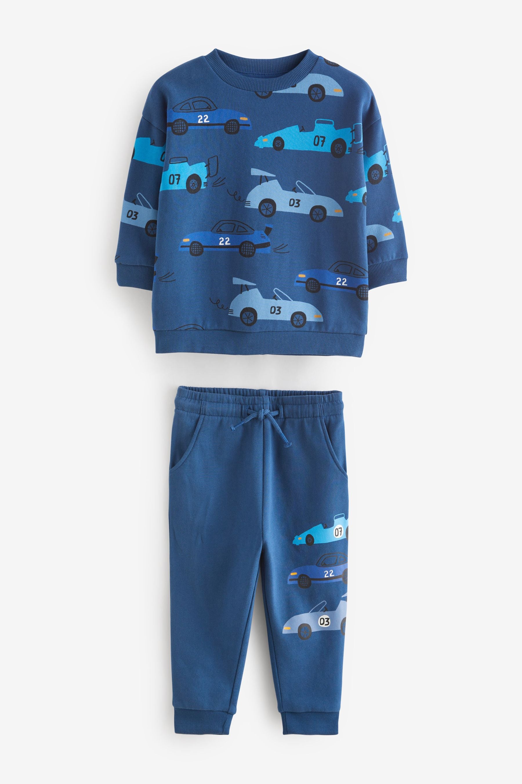 Blue Cars All Over Print Sweatshirt and Jogger Set (3mths-7yrs)