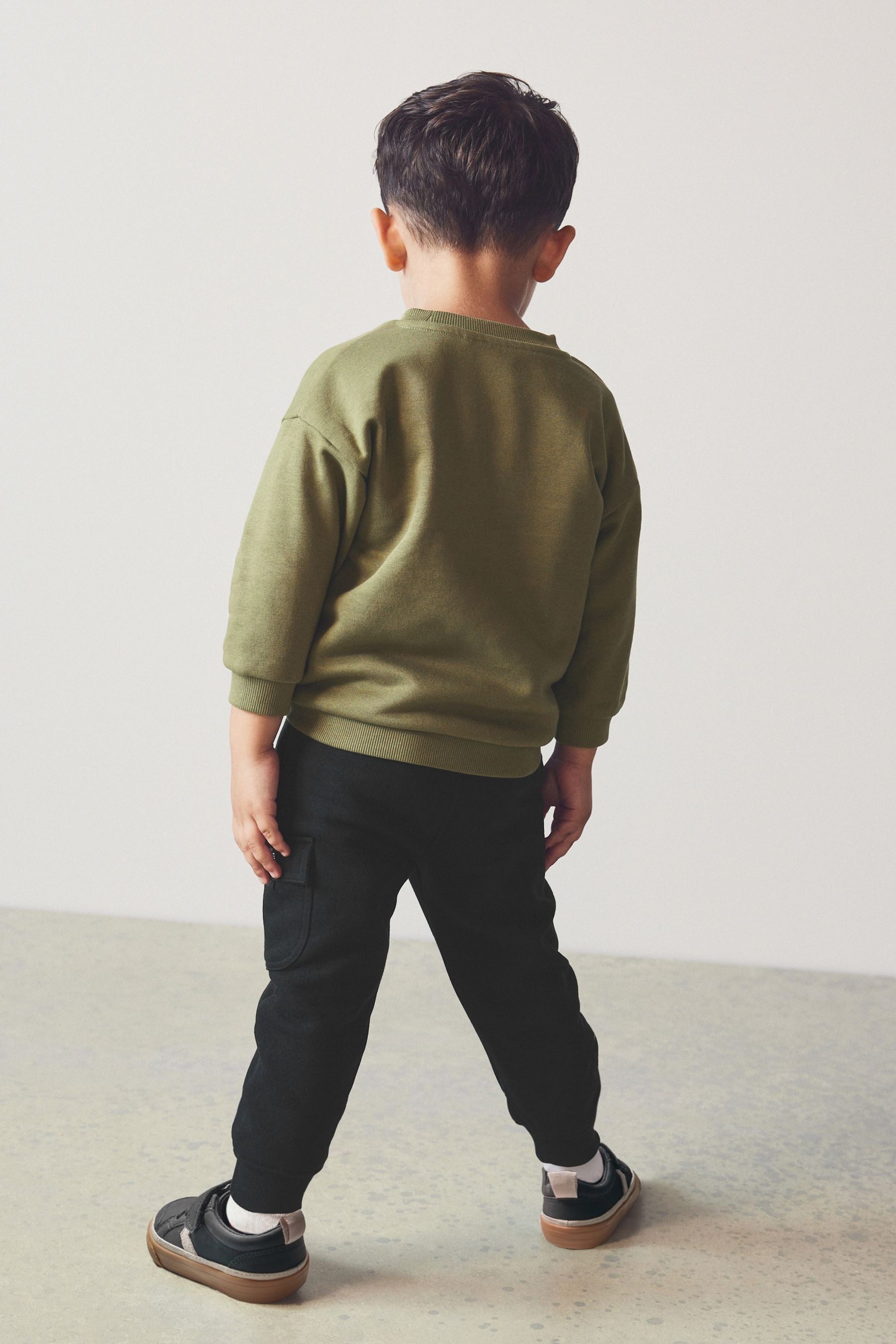 Khaki Green/Black Drippy Monkey Character Sweatshirt and Joggers Set (3mths-7yrs)