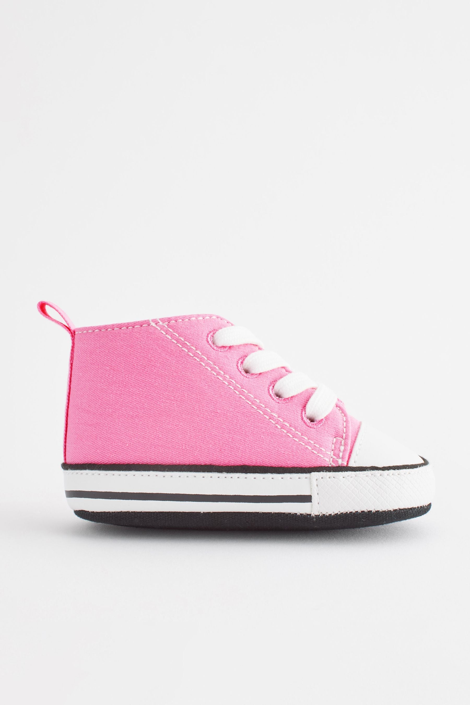 Hot Pink Canvas High Top Baby Trainers (0-24mths)