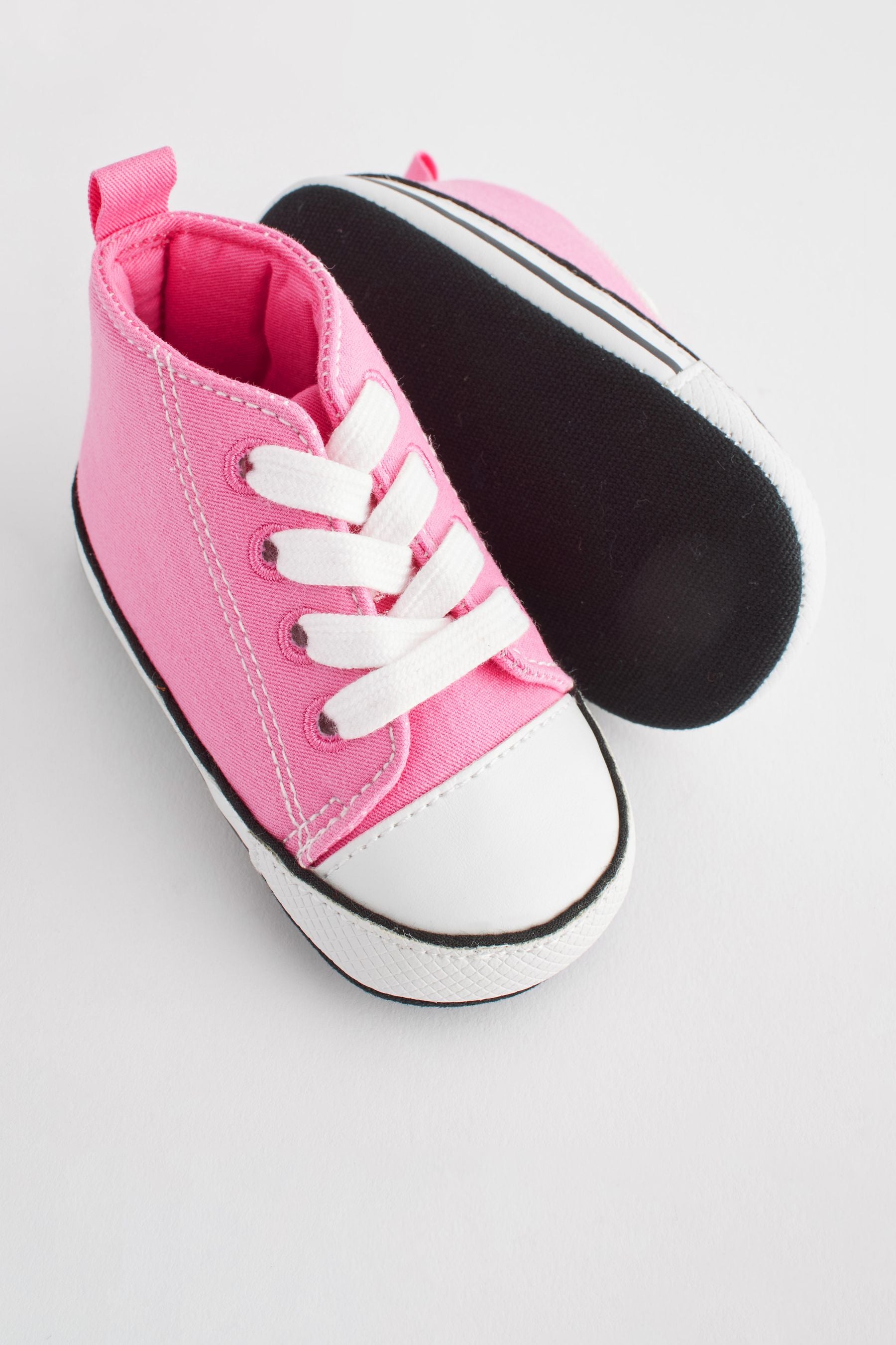 Hot Pink Canvas High Top Baby Trainers (0-24mths)