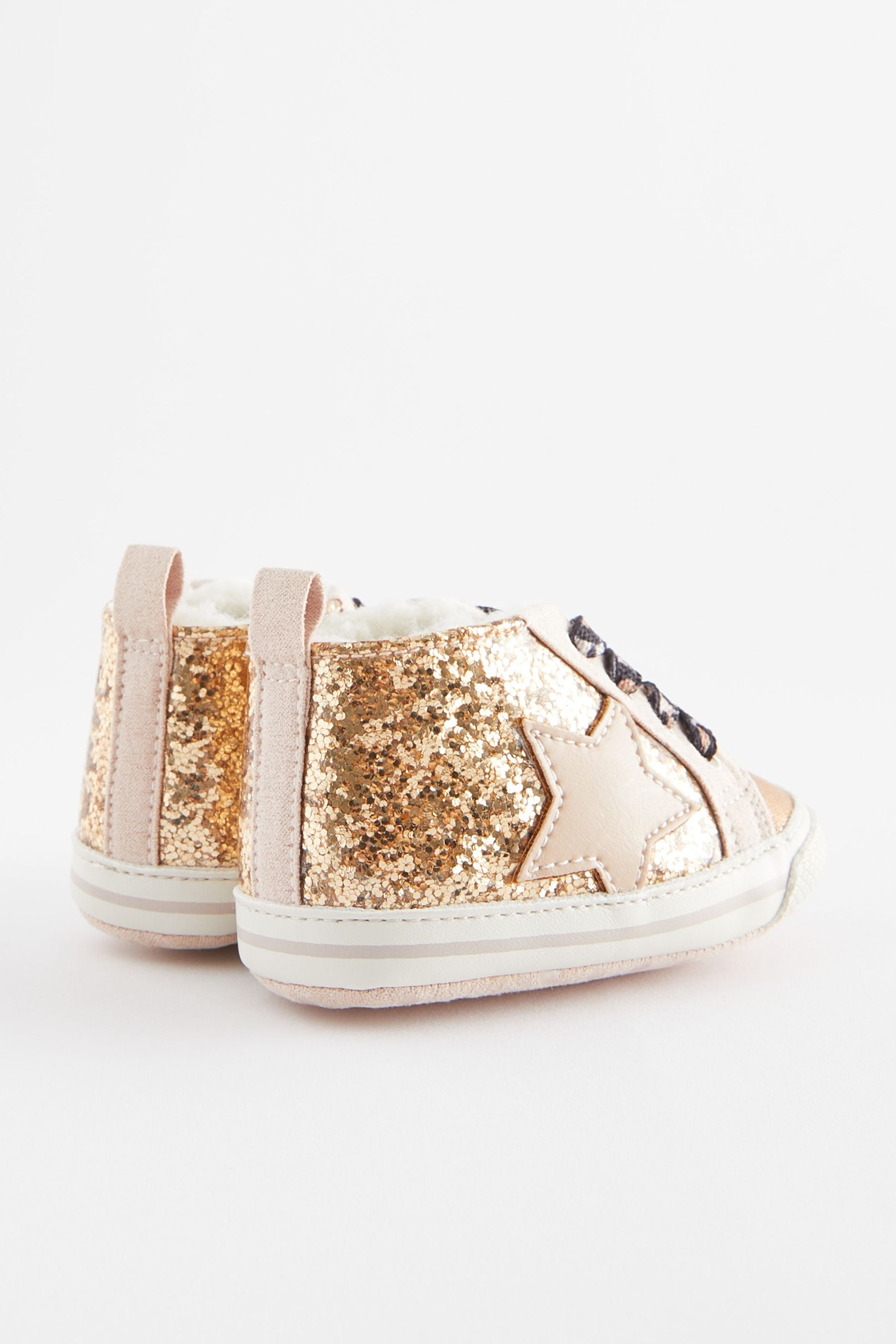 Gold Glitter High Top Baby Trainers (0-24mths)